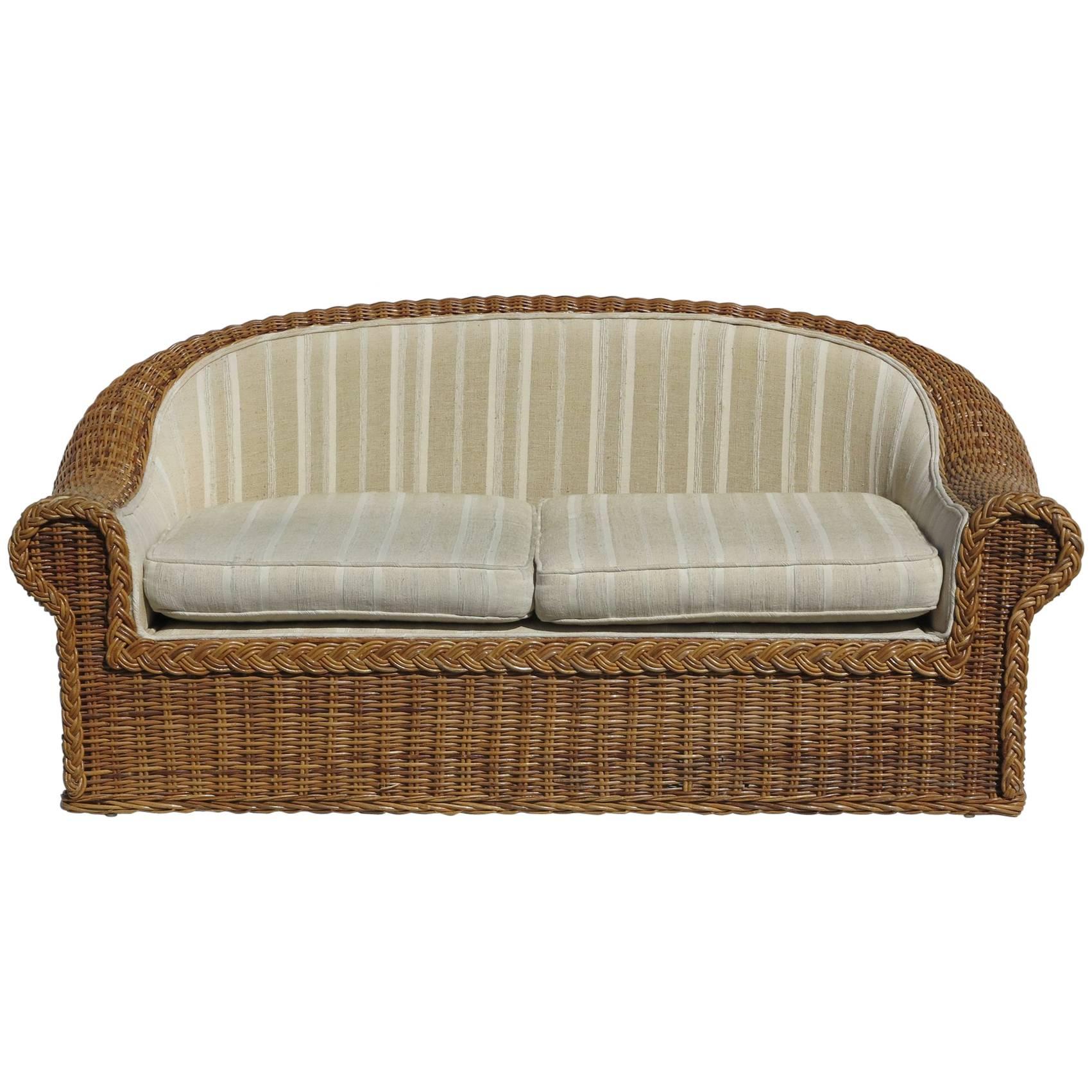 Cane Loveseat by Rattan Works of Atlanta, 1980s
