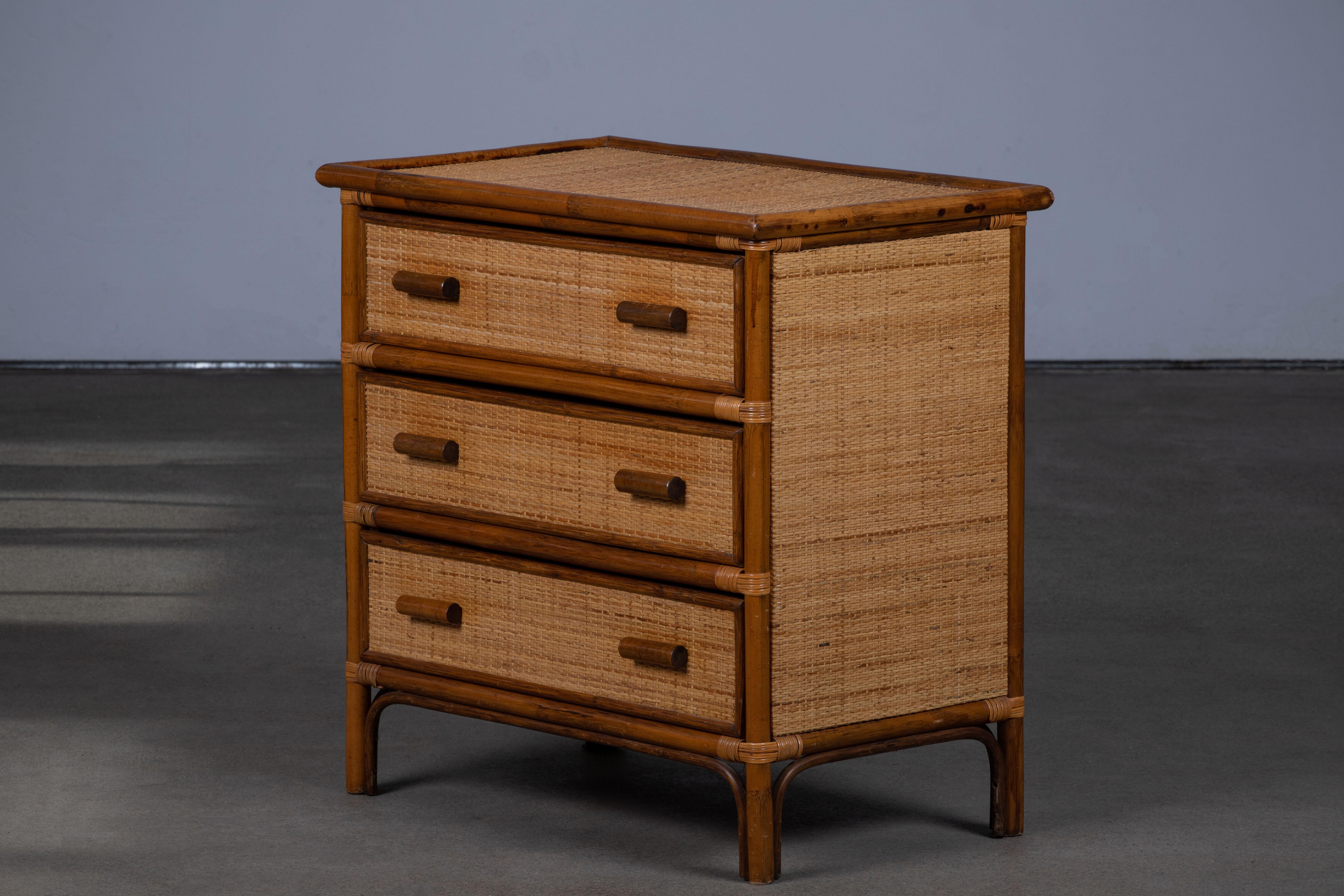Cane Organic Mid-Century Chest of Drawers, 1970, Italy In Good Condition In Wiesbaden, DE