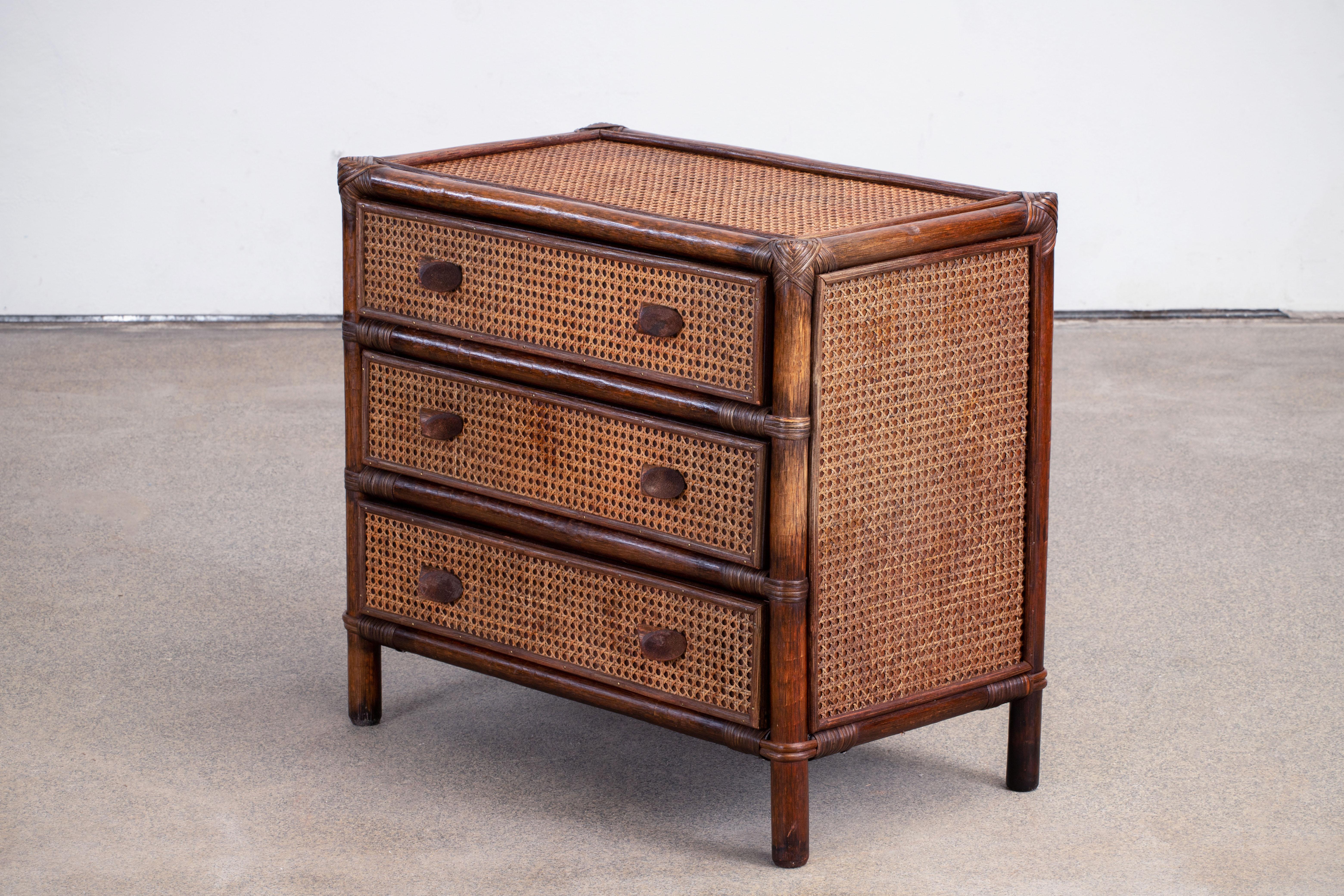 Cane Organic Mid-Century Chest of Drawers, 1970, Italy 1
