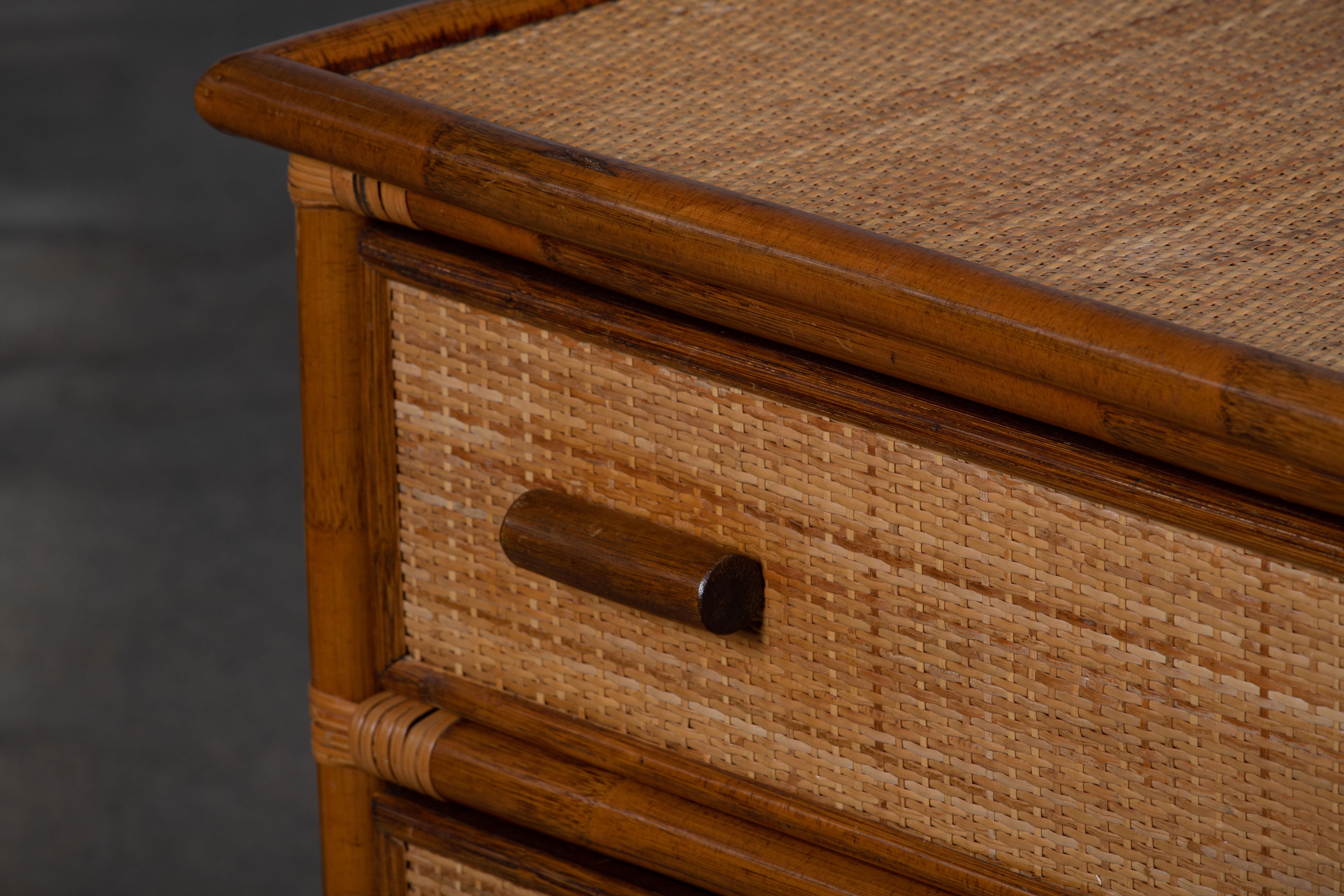 Cane Organic Mid-Century Chest of Drawers, 1970, Italy 2