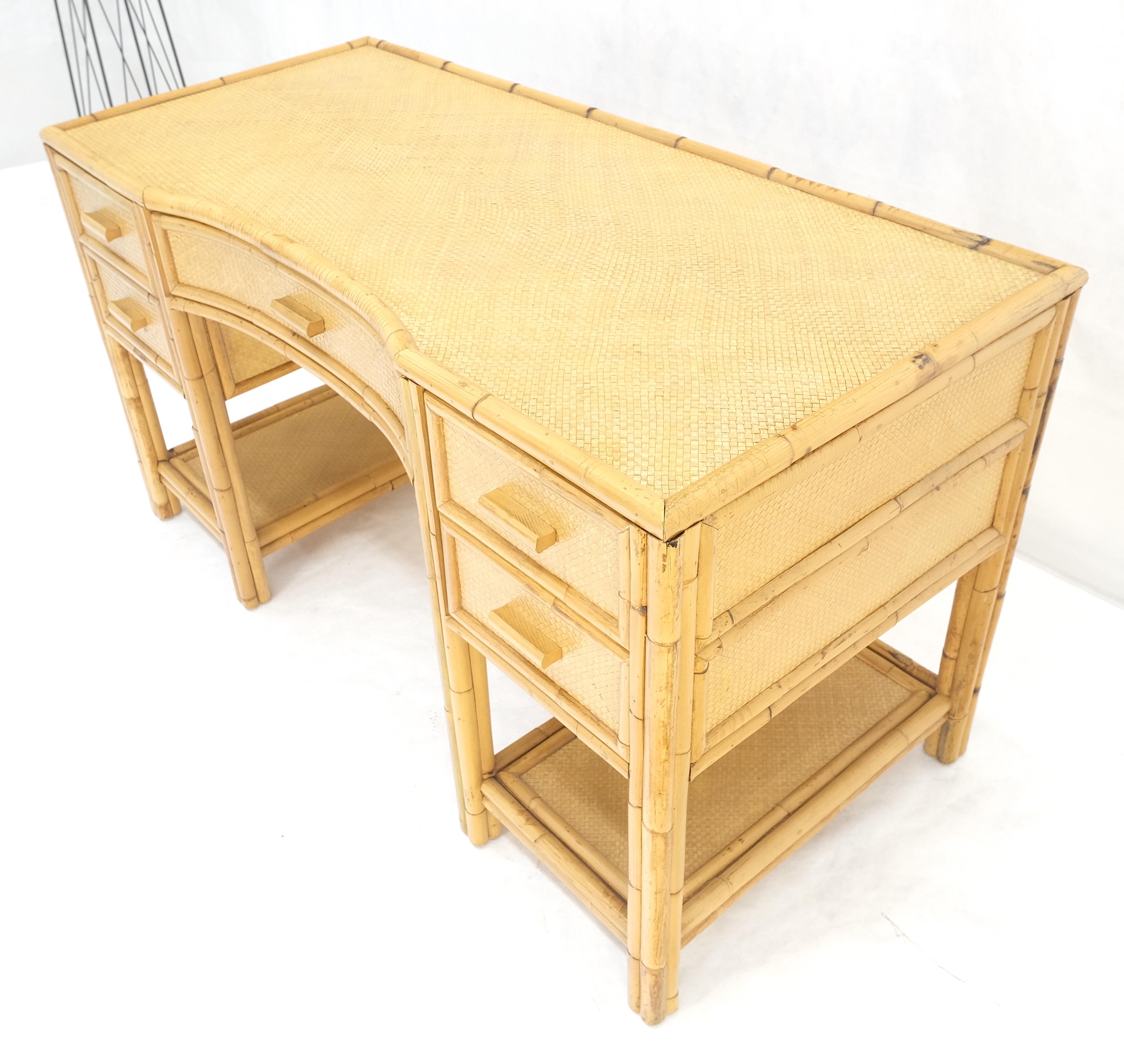 Cane Rattan Bamboo 5 Drawers Mid Century Modern McGuire Style Desk MINT For Sale 4