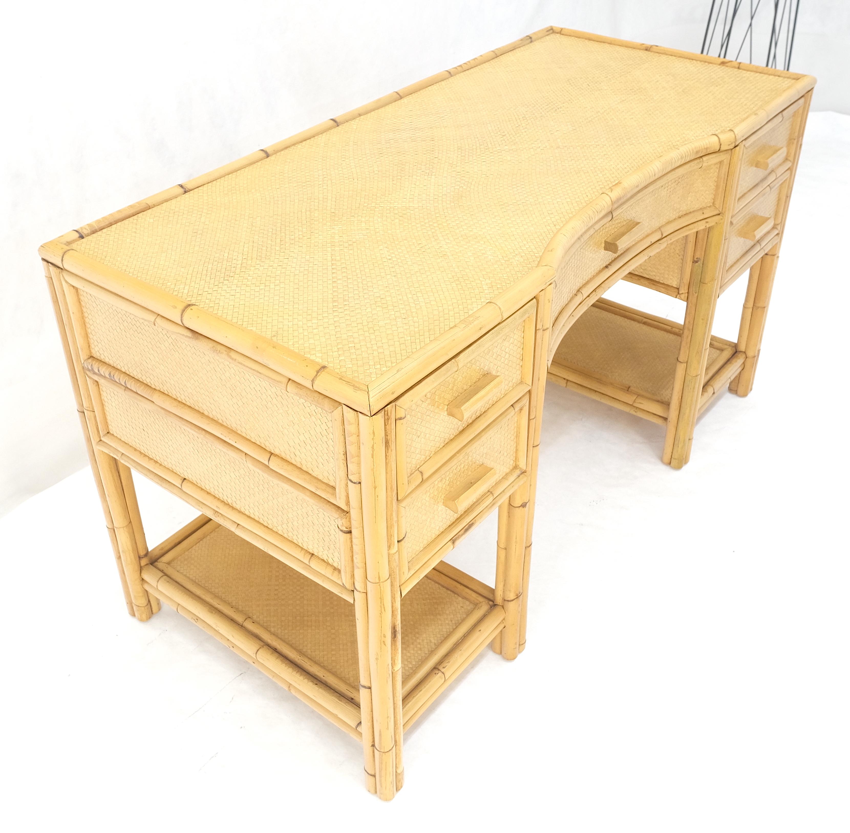 Cane Rattan Bamboo 5 Drawers Mid Century Modern McGuire Style Desk MINT For Sale 5