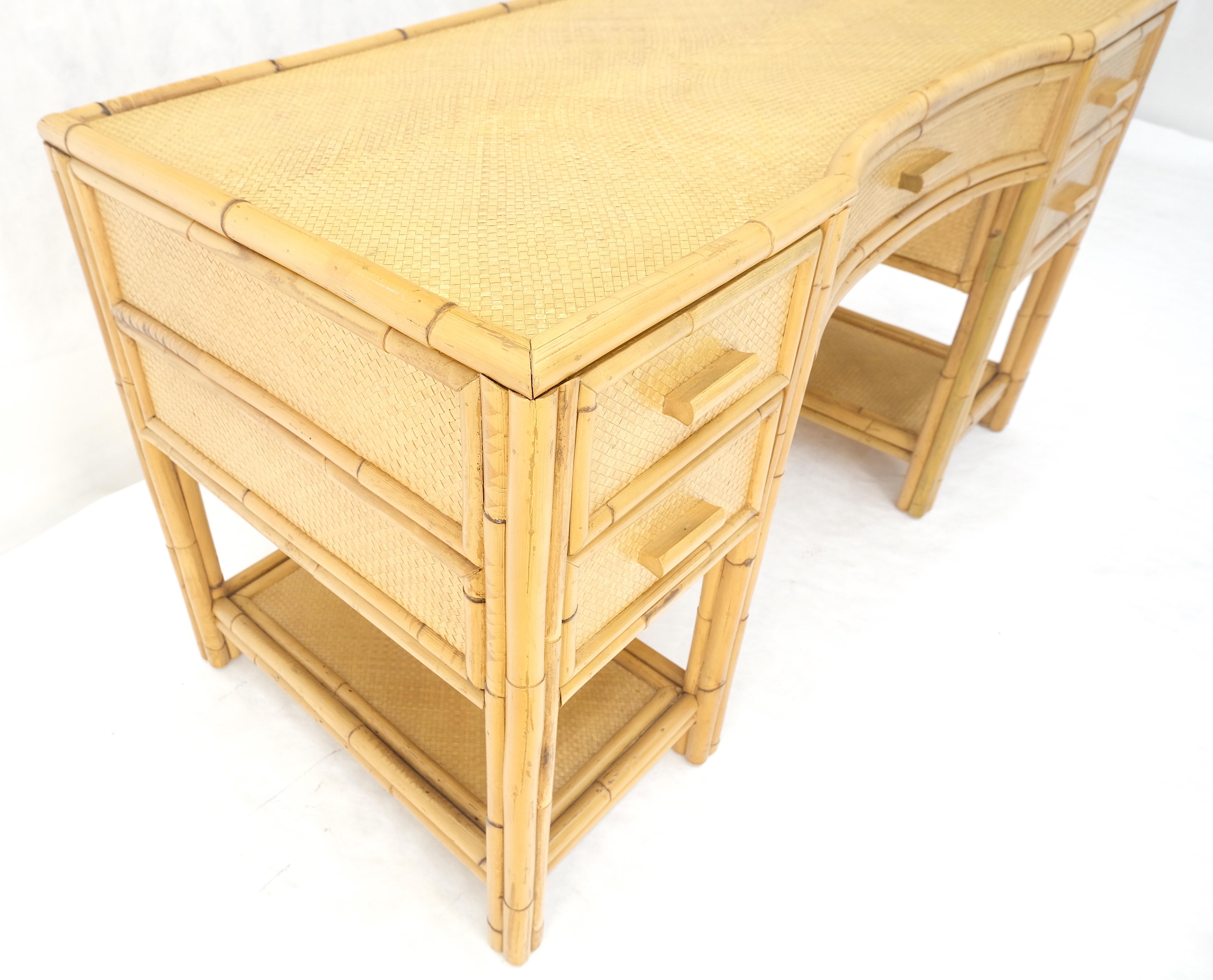 Cane Rattan Bamboo 5 Drawers Mid Century Modern McGuire Style Desk MINT For Sale 7