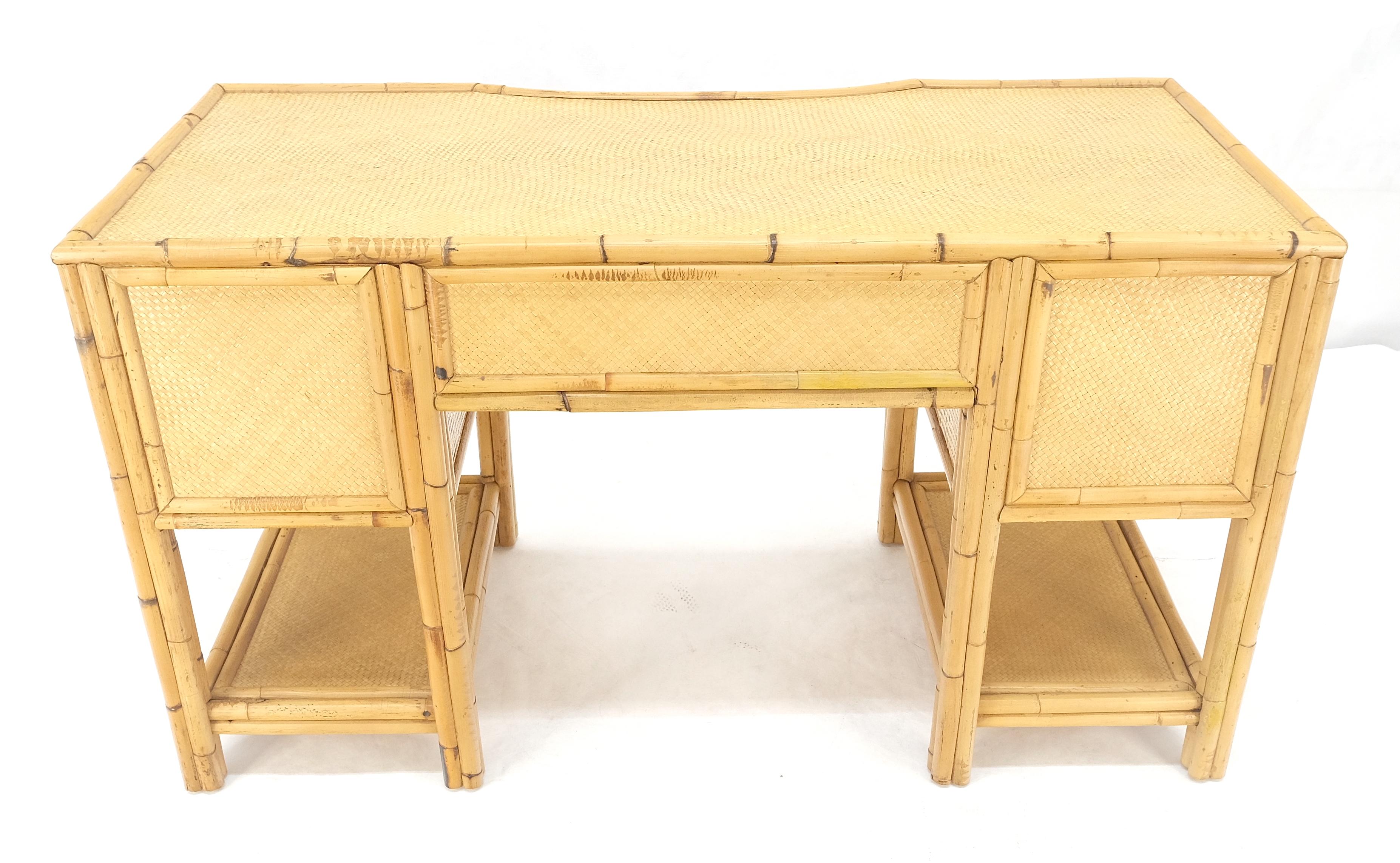 Mid-Century Modern Cane Rattan Bamboo 5 Drawers Mid Century Modern McGuire Style Desk MINT For Sale