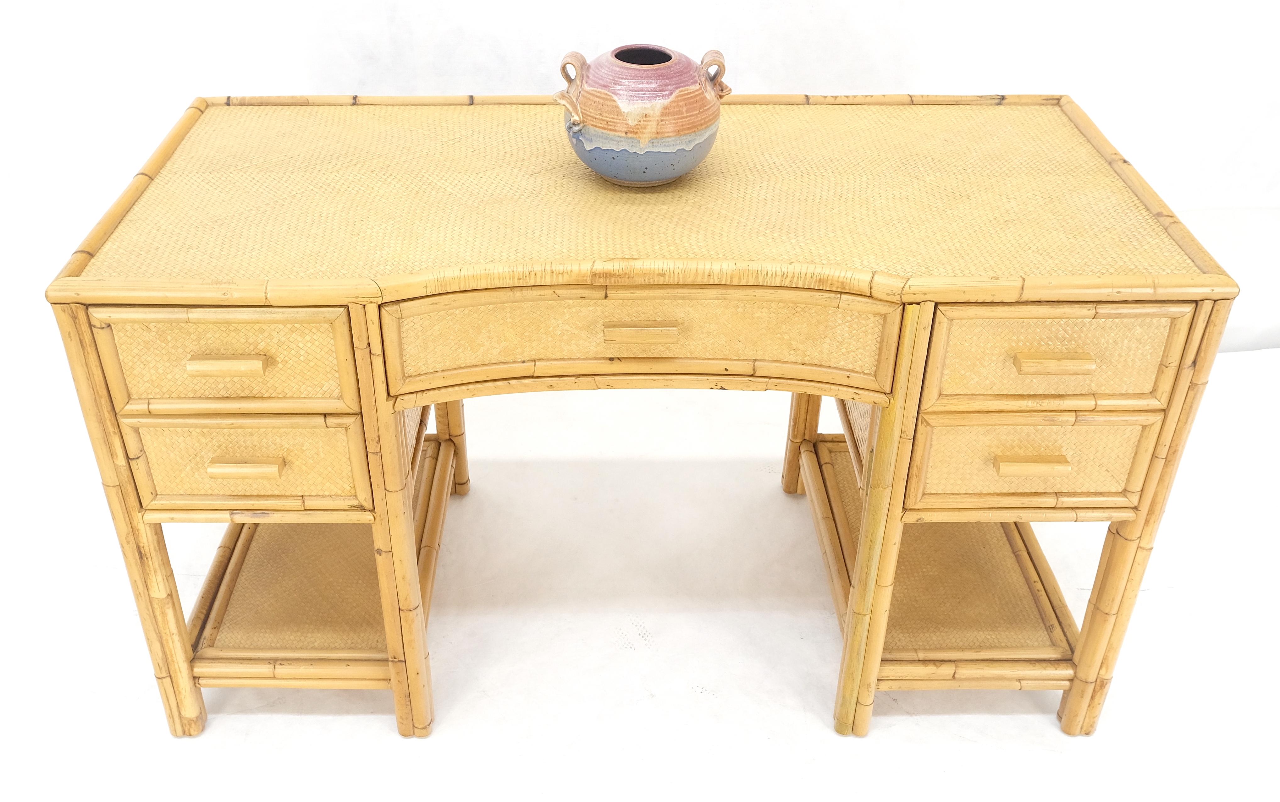 Cane Rattan Bamboo 5 Drawers Mid Century Modern McGuire Style Desk MINT In Excellent Condition For Sale In Rockaway, NJ