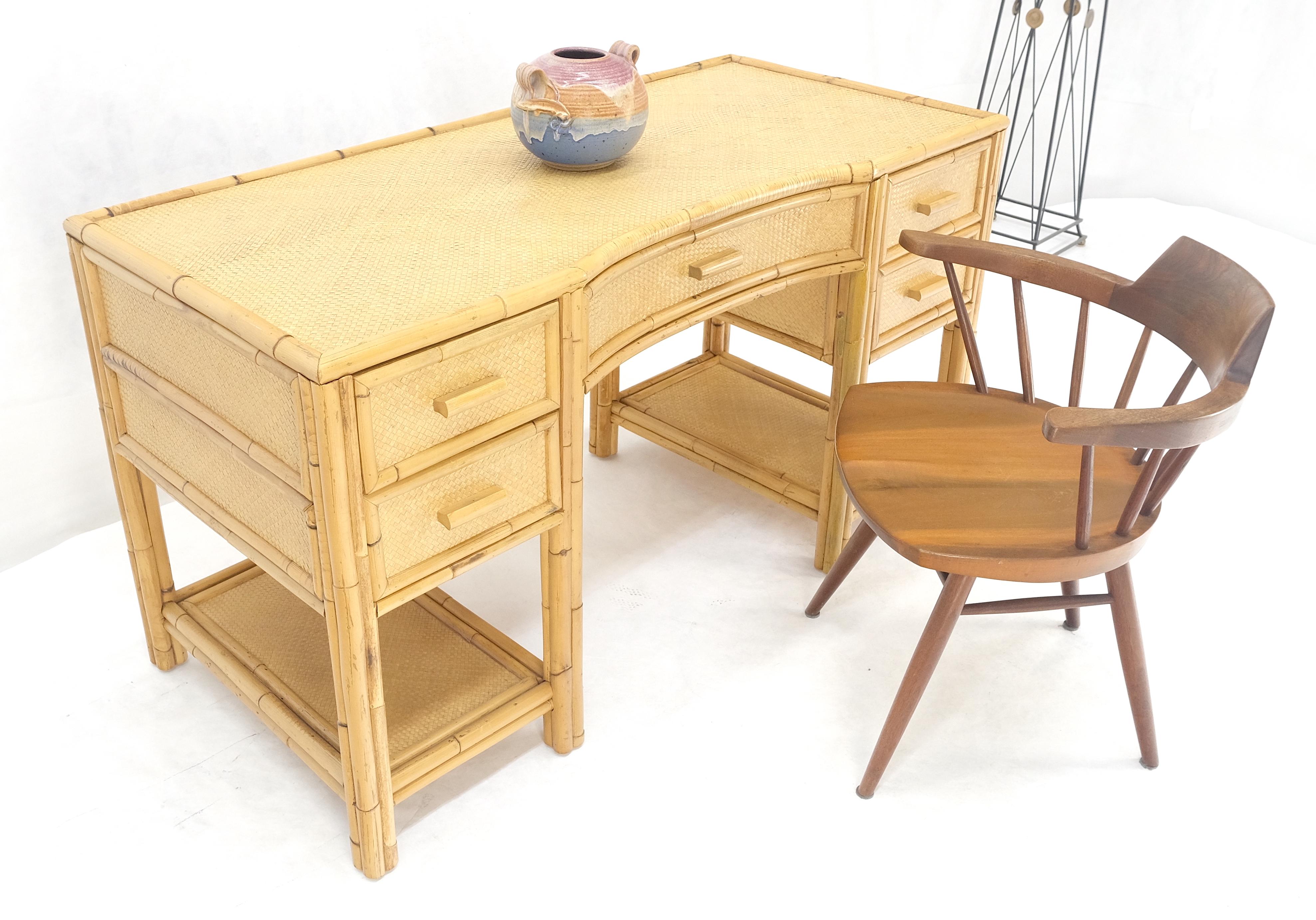 Cane Rattan Bamboo 5 Drawers Mid Century Modern McGuire Style Desk MINT For Sale 1