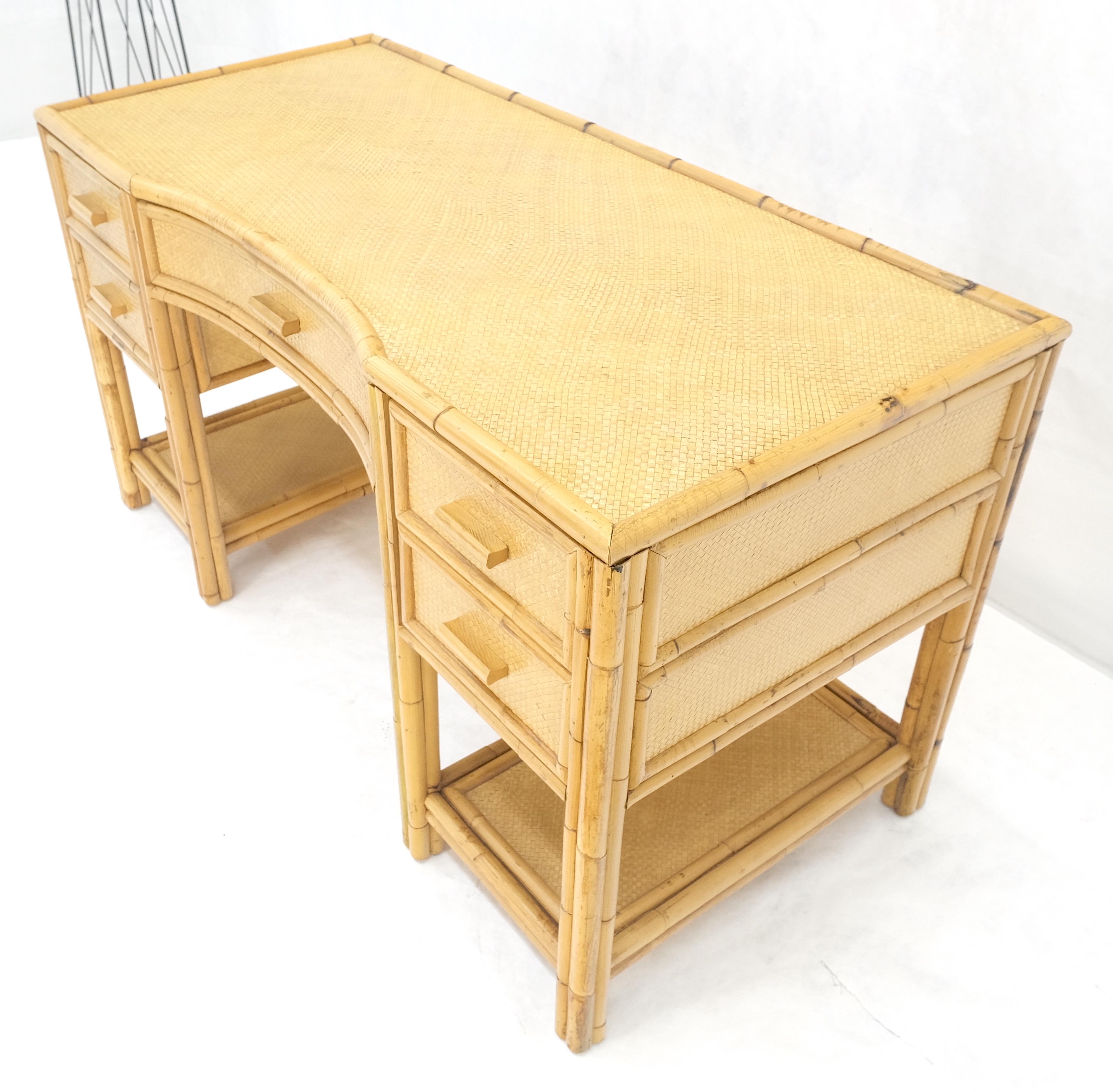 Cane Rattan Bamboo 5 Drawers Mid Century Modern McGuire Style Desk MINT For Sale 2