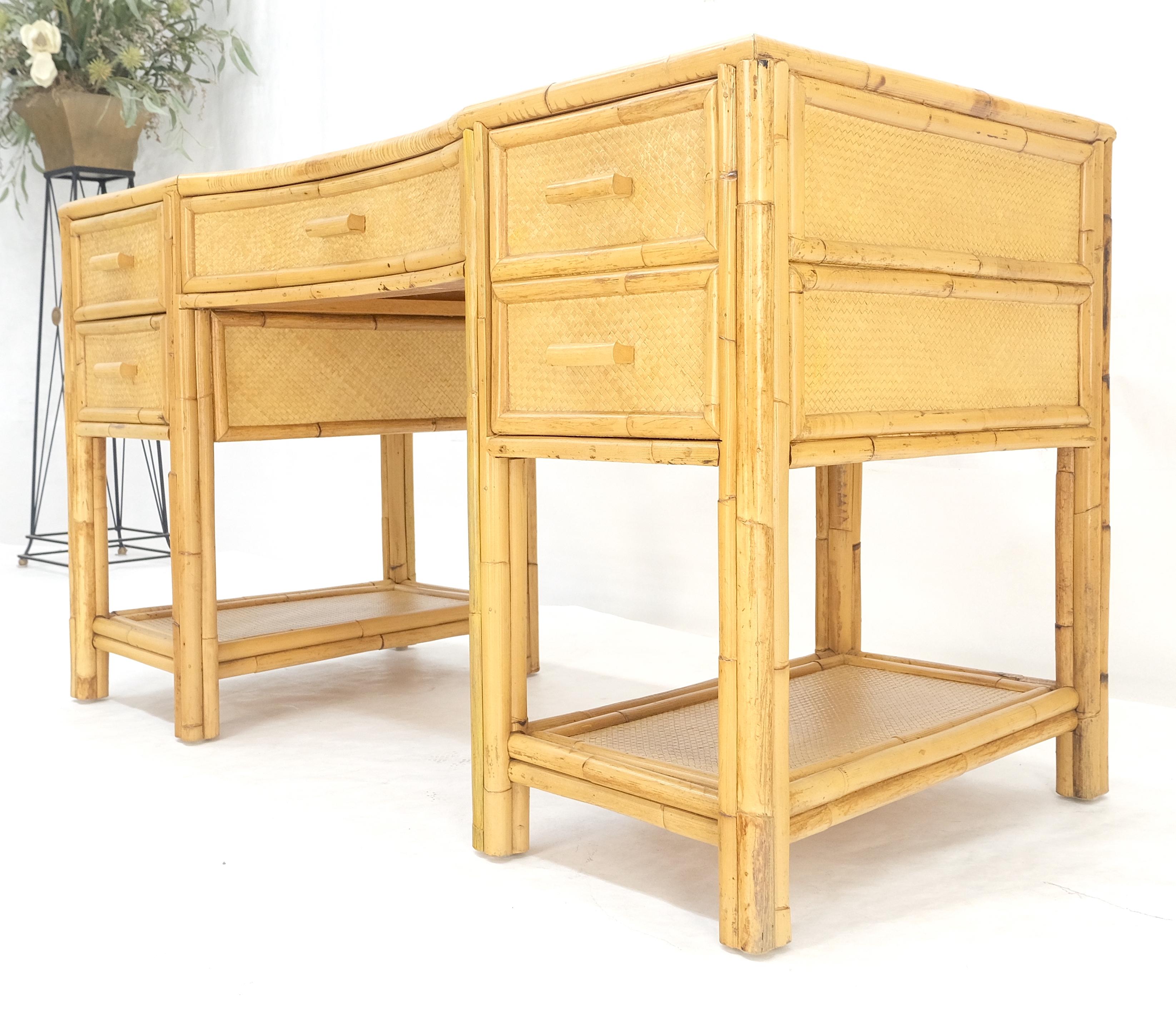 Cane Rattan Bamboo 5 Drawers Mid Century Modern McGuire Style Desk MINT For Sale 3