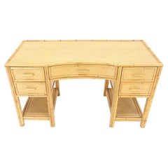 Bureau à 5 tiroirs en rotin de bambou de style The Modernity MINT
