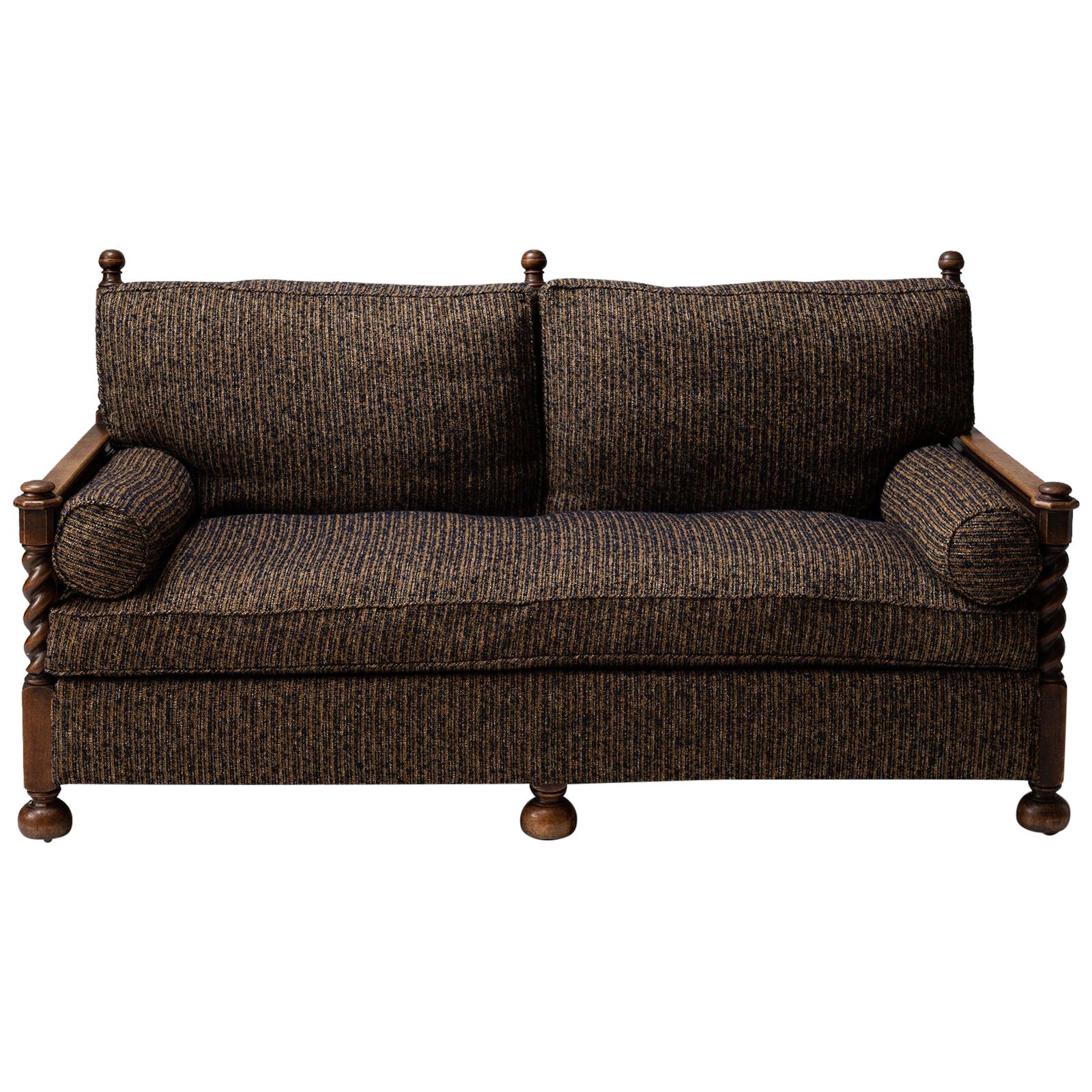 Cane Sofa in Textured Wool Blend by Pierre Frey