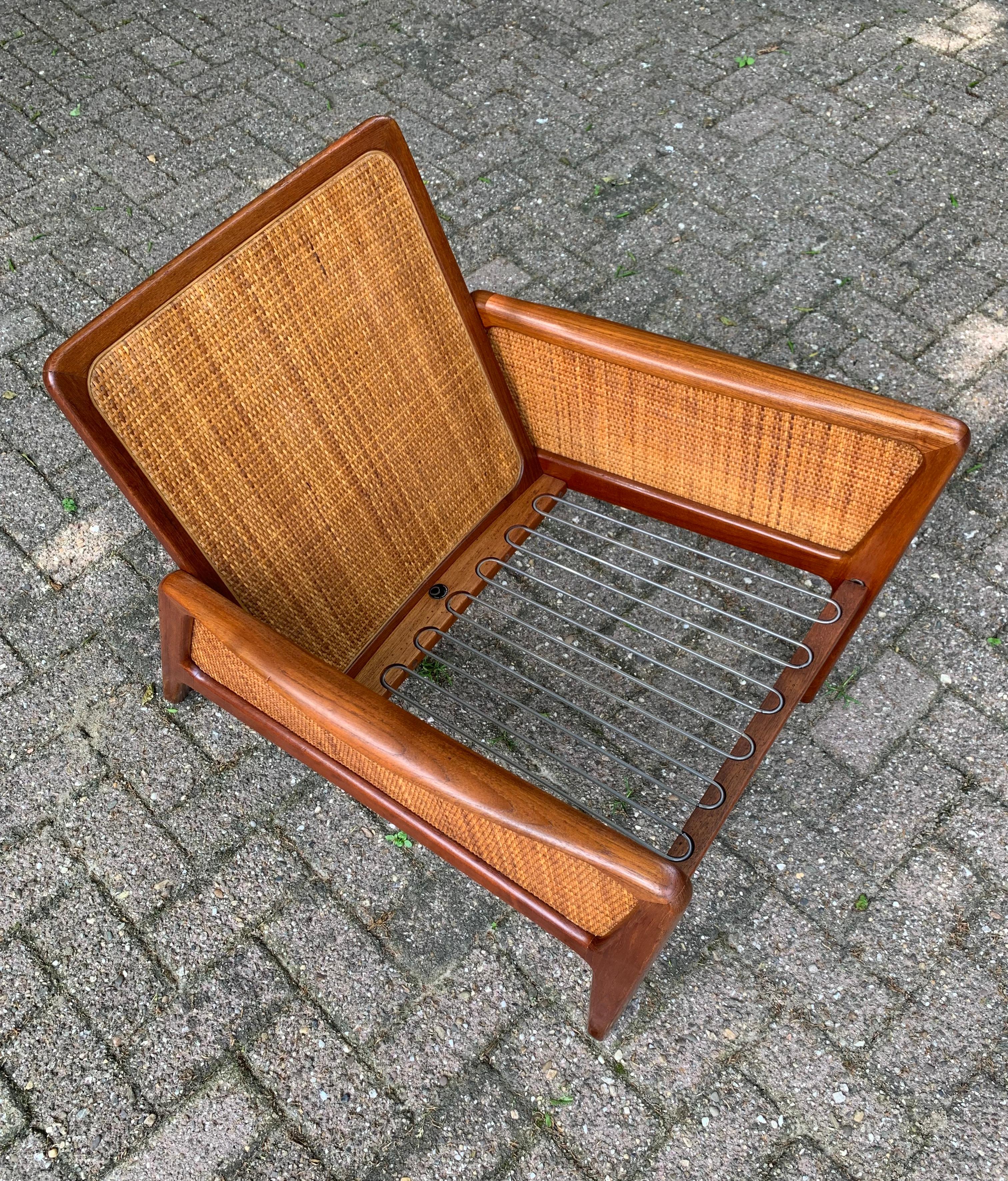 Cane & Teak Lounge Chair Peter Hvidt & Orla Molgaard-Nielsen France & Daverkosen For Sale 3