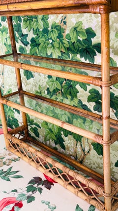 Cane/Wicker Pagoda-Top Etagère/Shelf