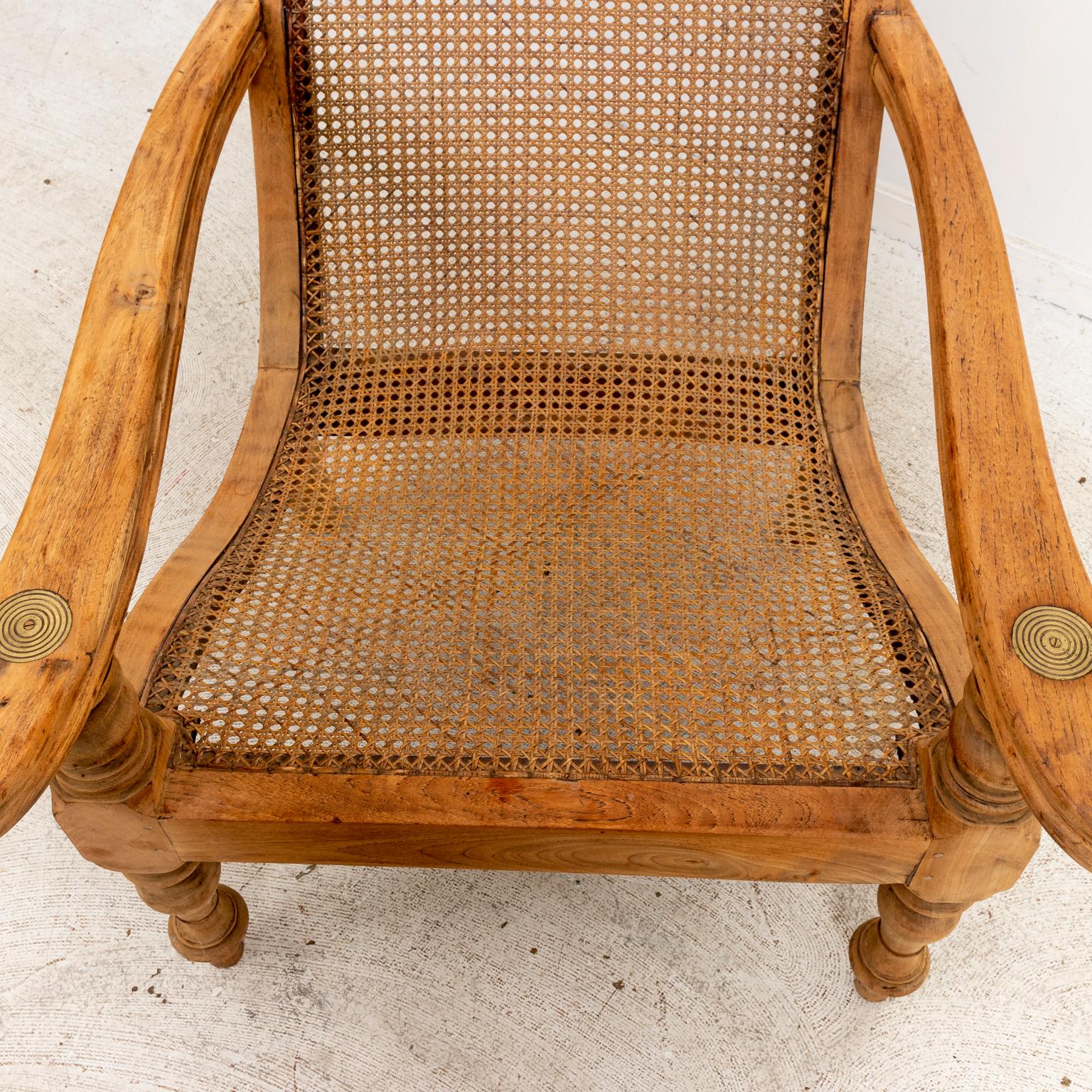 Cane Woven Plantation Armchair with Wood Frame 3