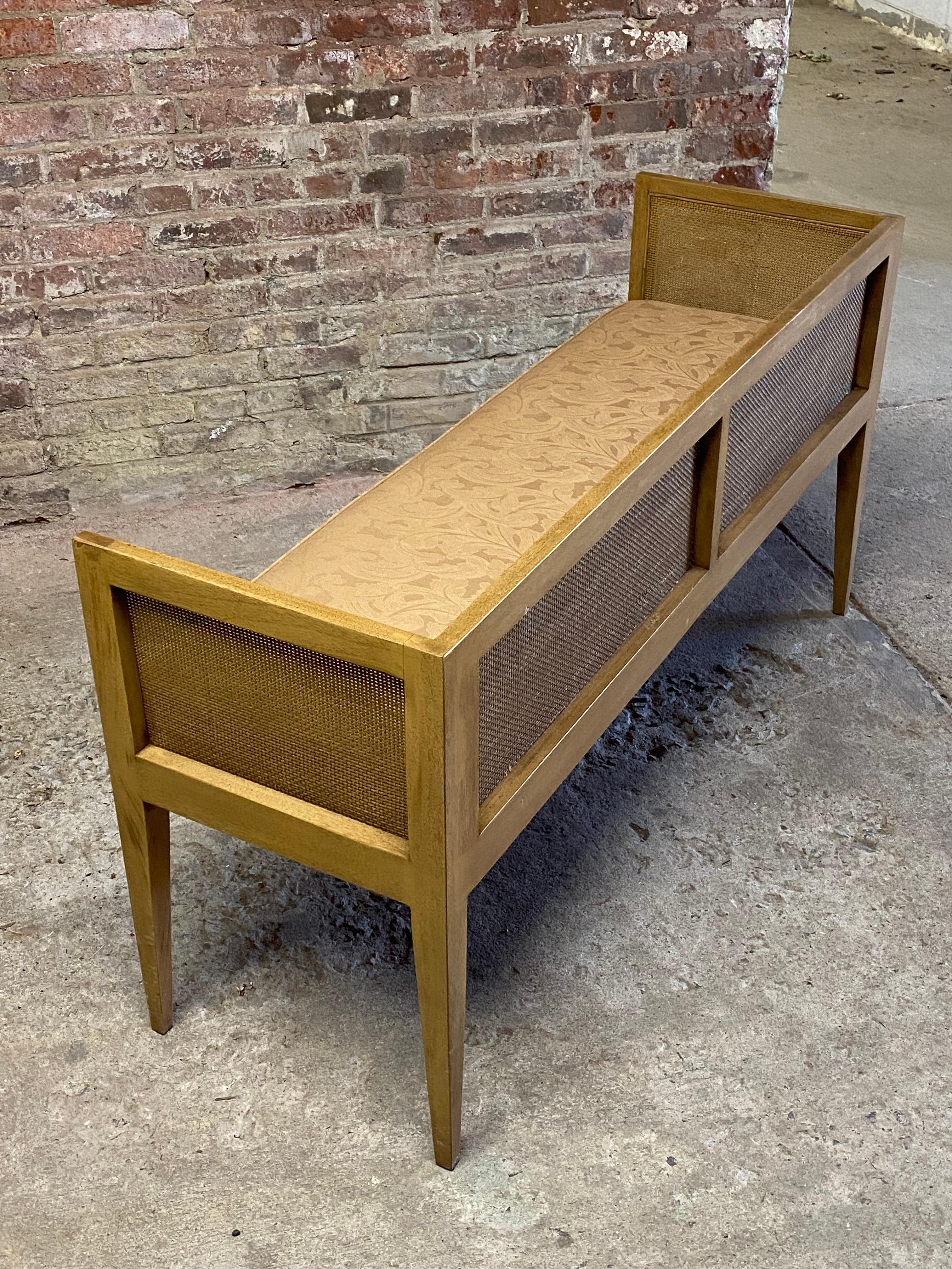 20th Century Mid Century Modern Caned Back Bench