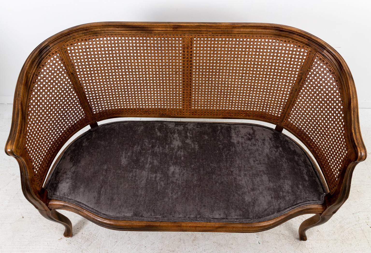 Hollywood Regency Caned Back Loveseat