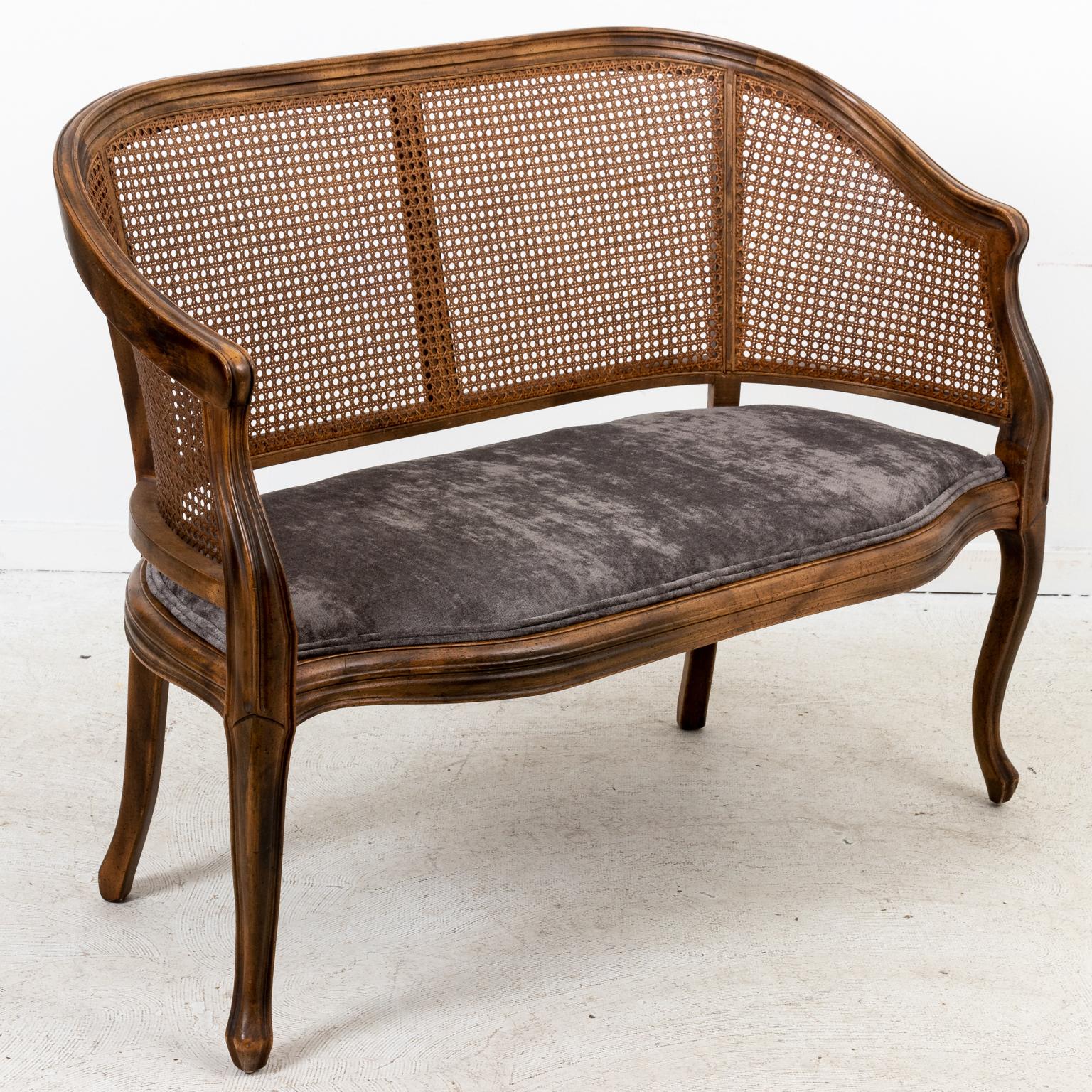 Upholstery Caned Back Loveseat