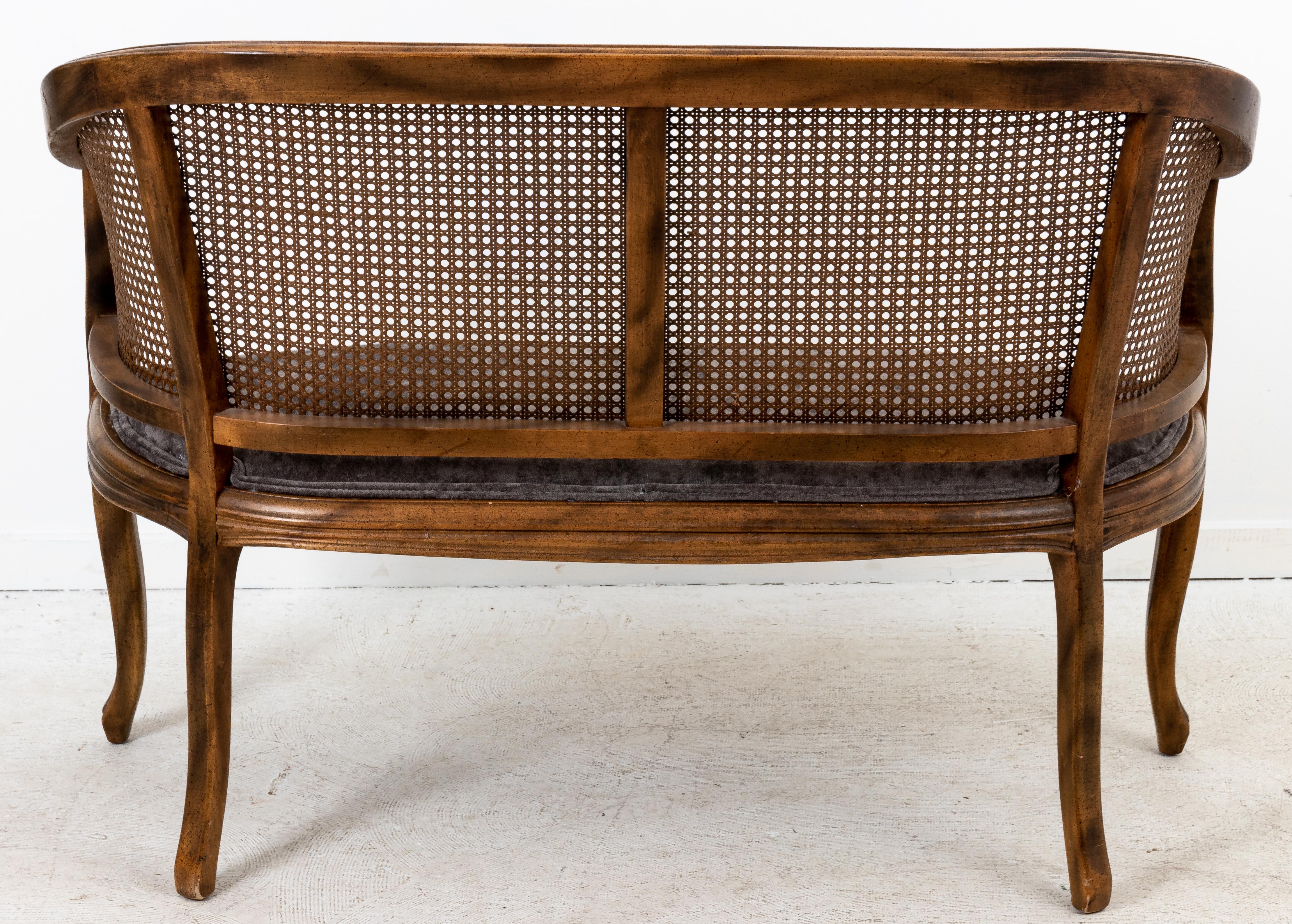 Caned Back Love Seat or Bench In Good Condition In New York, NY