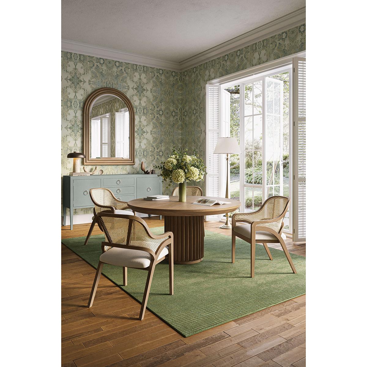Rattan Caned Back Mid-Century Armchair For Sale