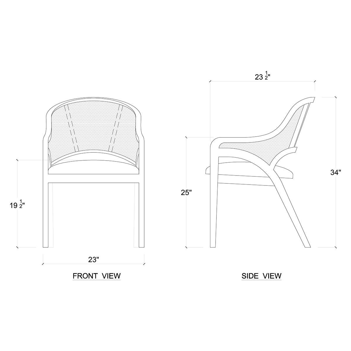 Caned Back Mid-Century Armchair For Sale 1