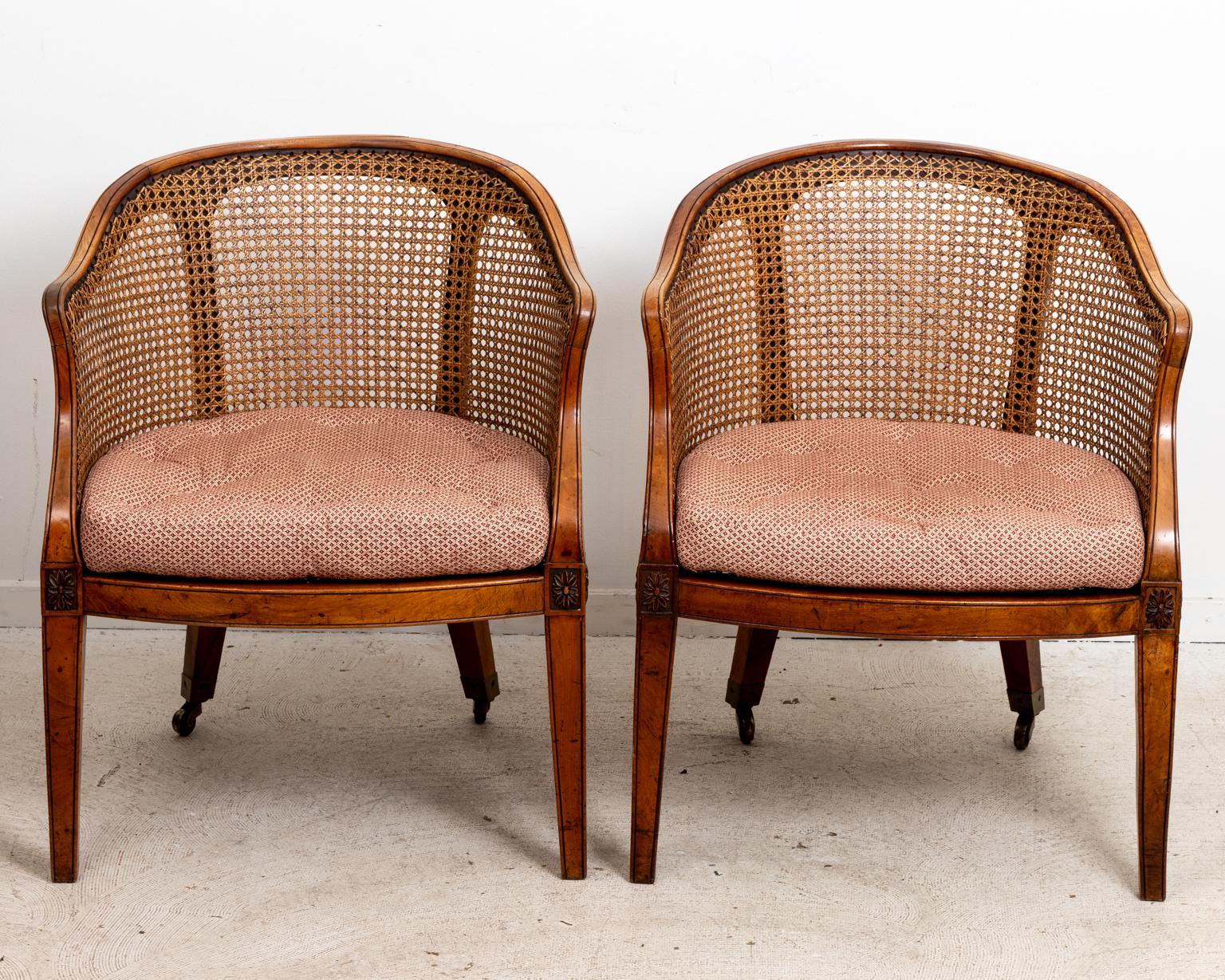 Caned Back Tub Chairs In Good Condition In Stamford, CT