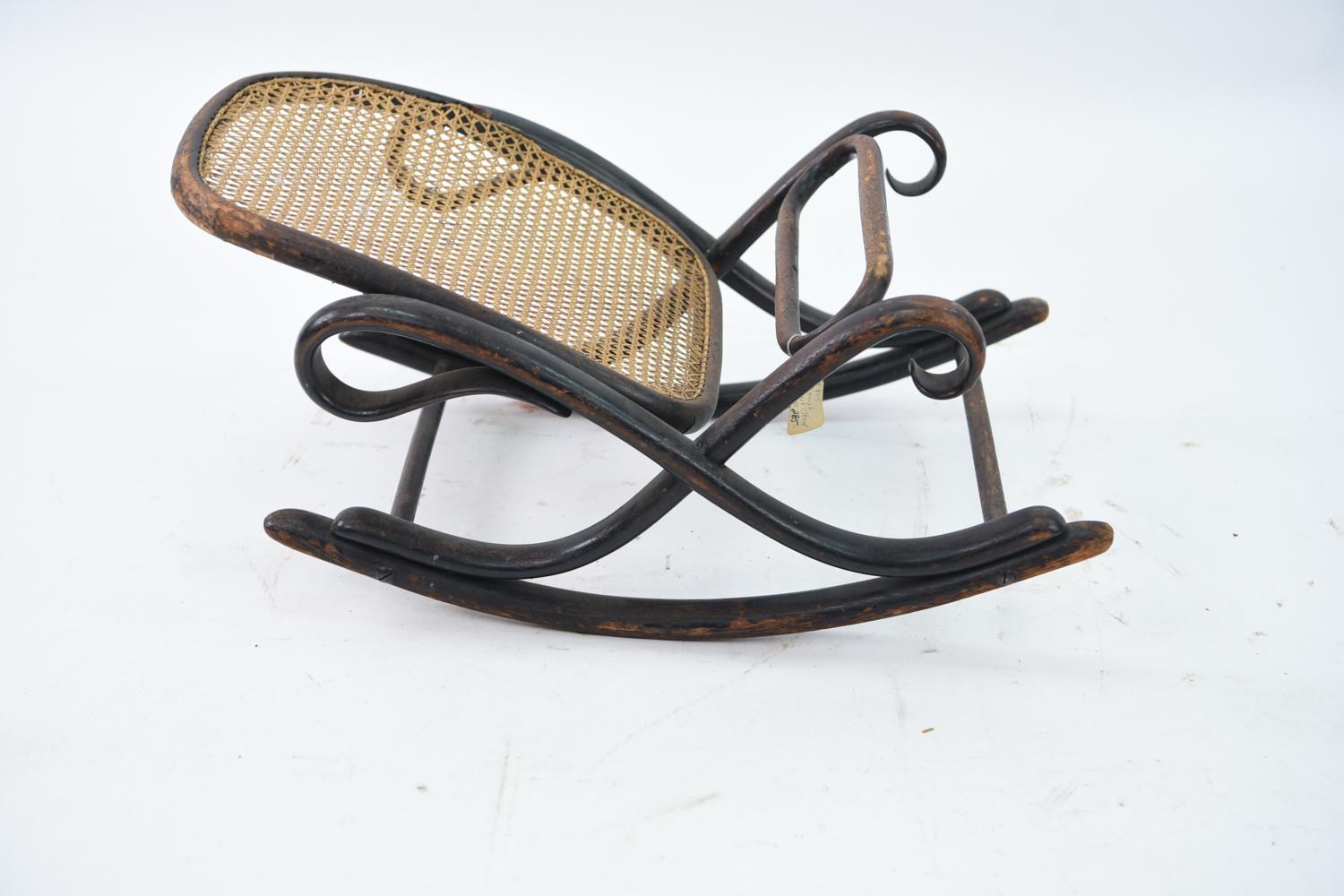 Art Nouveau Caned Bentwood Gout Stool or Rocking Footstool, Attributed to Thonet, circa 1900