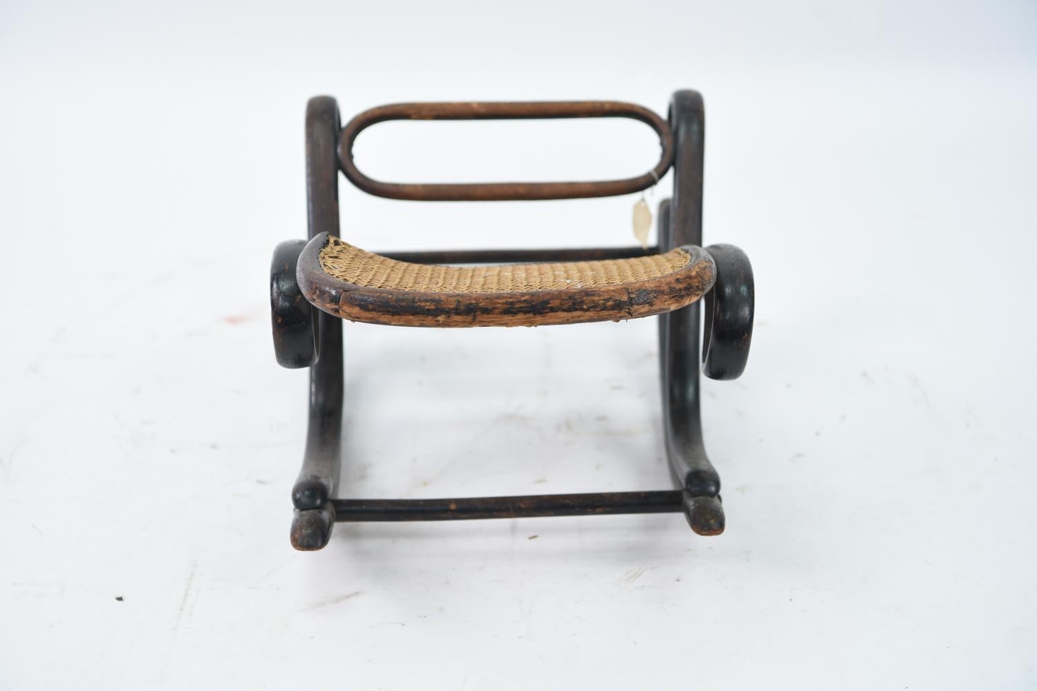 Caning Caned Bentwood Gout Stool or Rocking Footstool, Attributed to Thonet, circa 1900