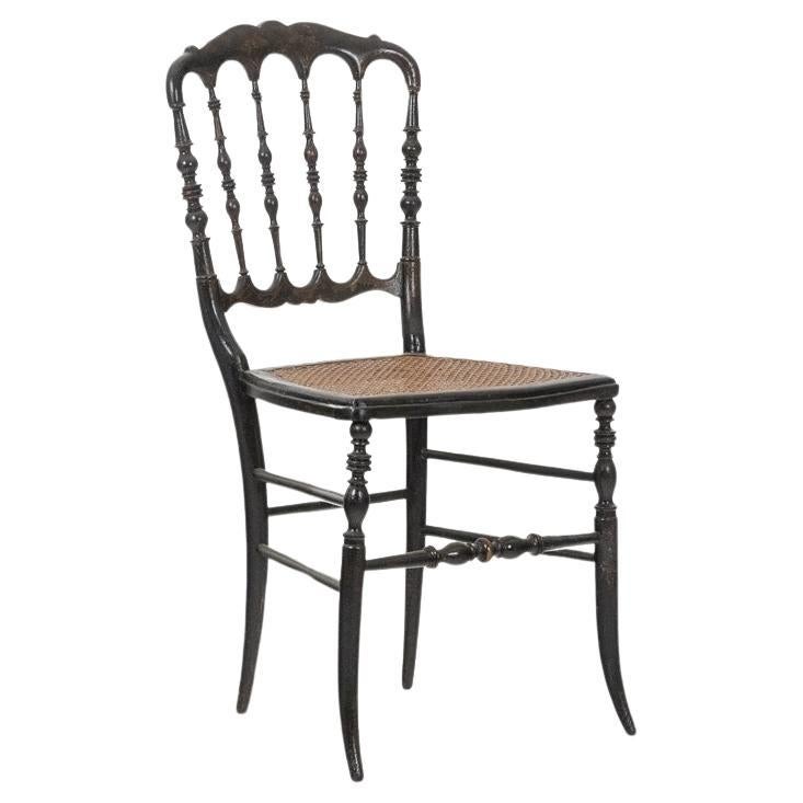 Caned-Stuhl aus gedrechseltem und geschwärztem Holz. Napoléon III.