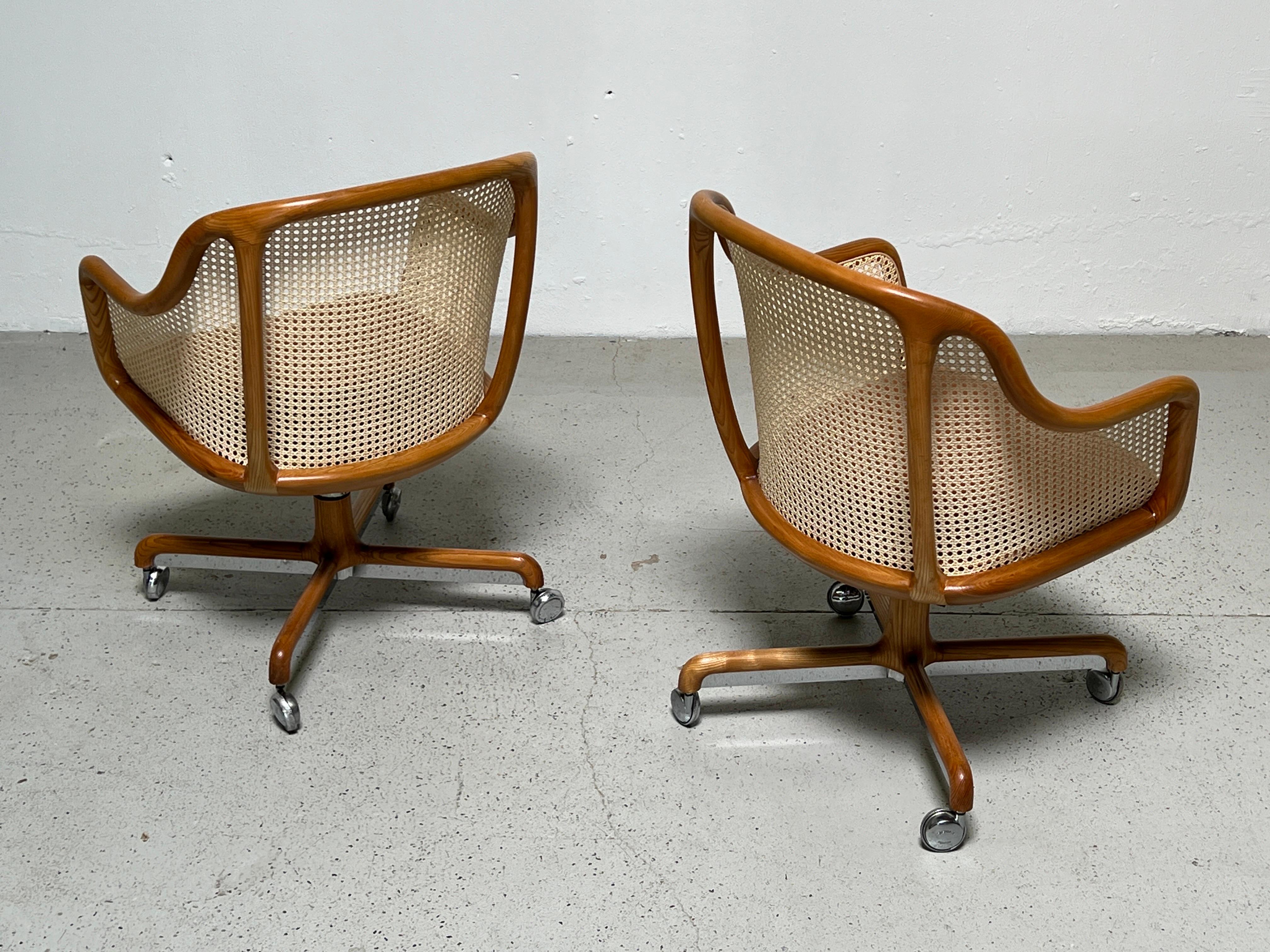 A fully caned tilt / swivel desk chair designed by Ward Bennett for Brickel. Several available. Priced individually.
  