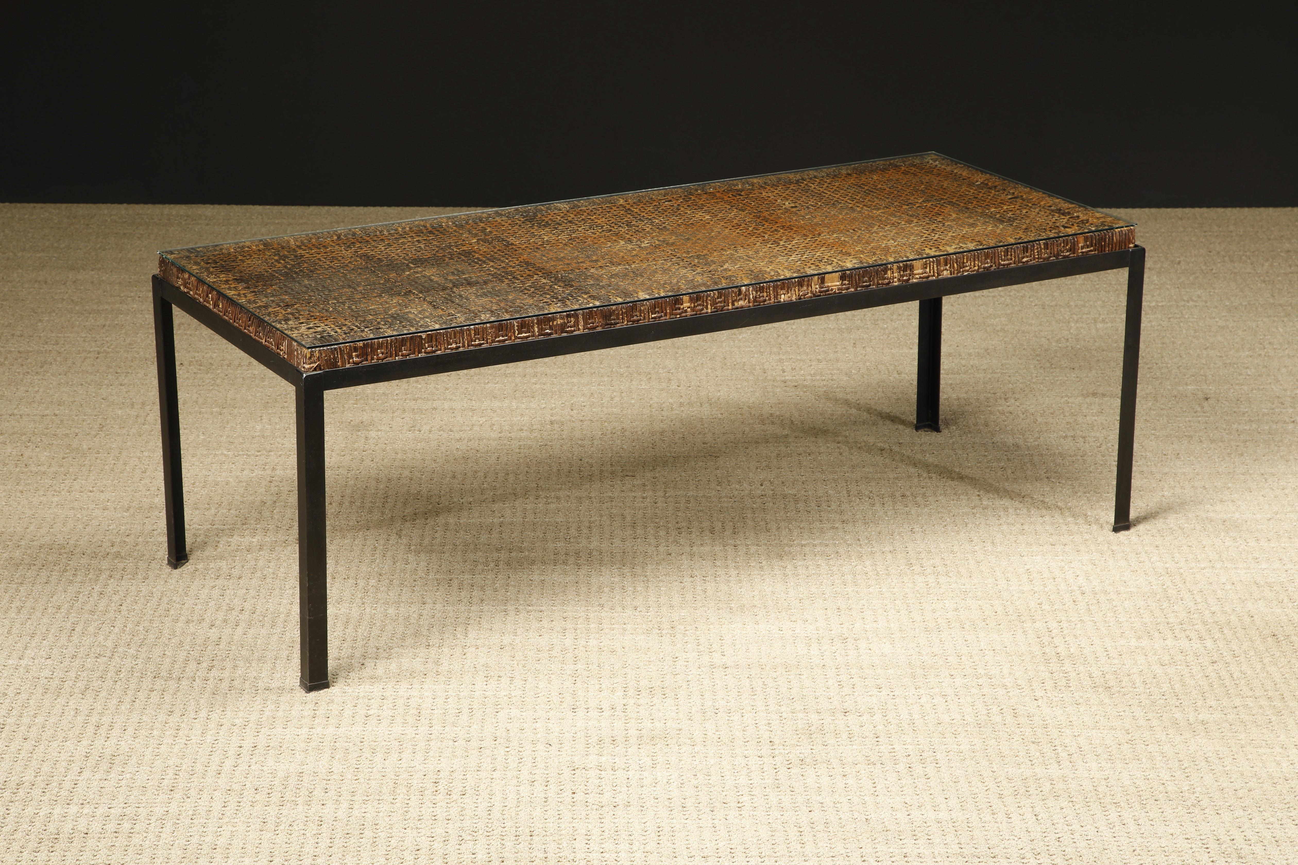 Caned Dining Table by Danny Ho Fong for Tropi-cal in Iron and Rattan, c 1960s For Sale 3