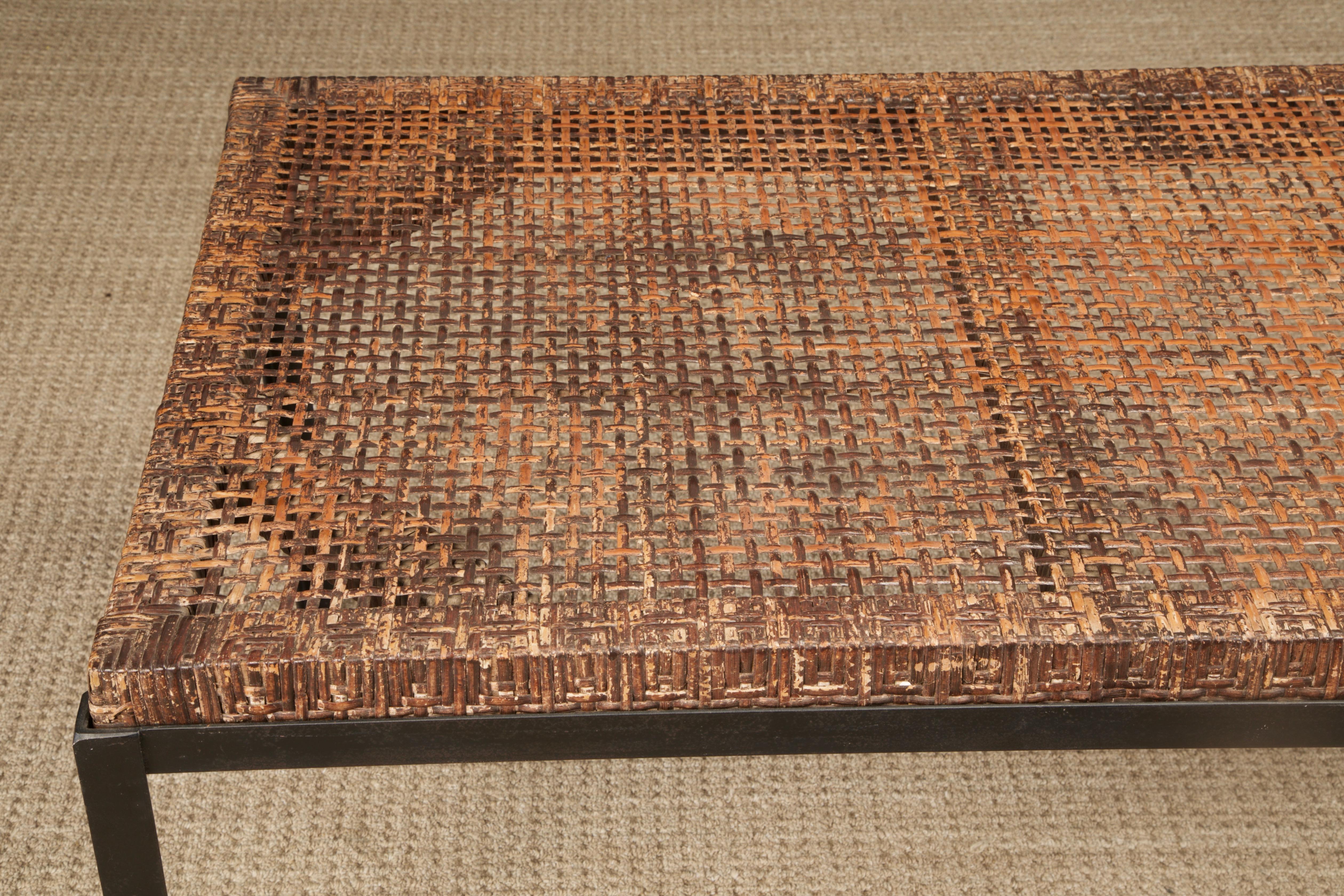 Caned Dining Table by Danny Ho Fong for Tropi-cal in Iron and Rattan, c 1960s For Sale 6