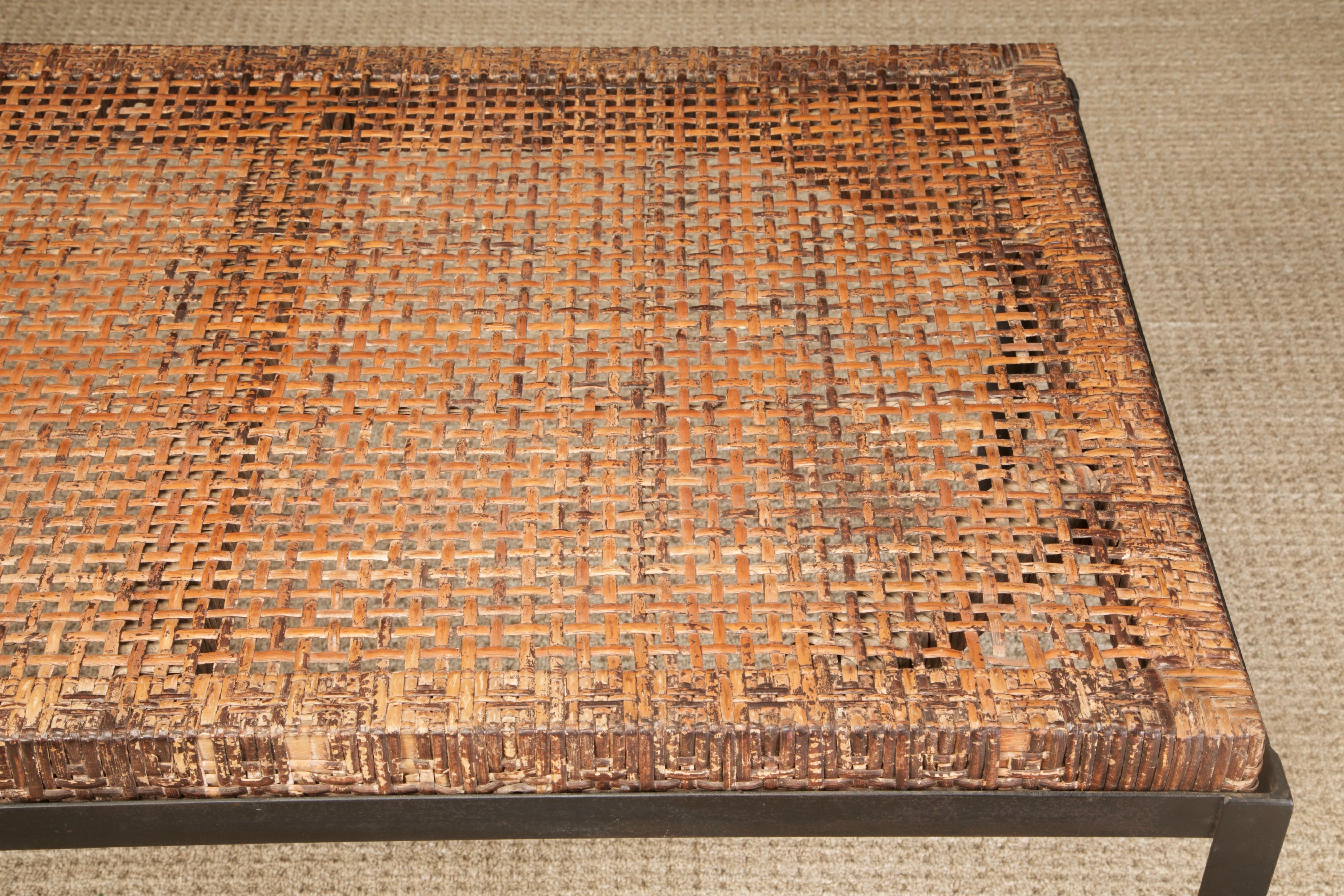 Caned Dining Table by Danny Ho Fong for Tropi-cal in Iron and Rattan, c 1960s For Sale 8