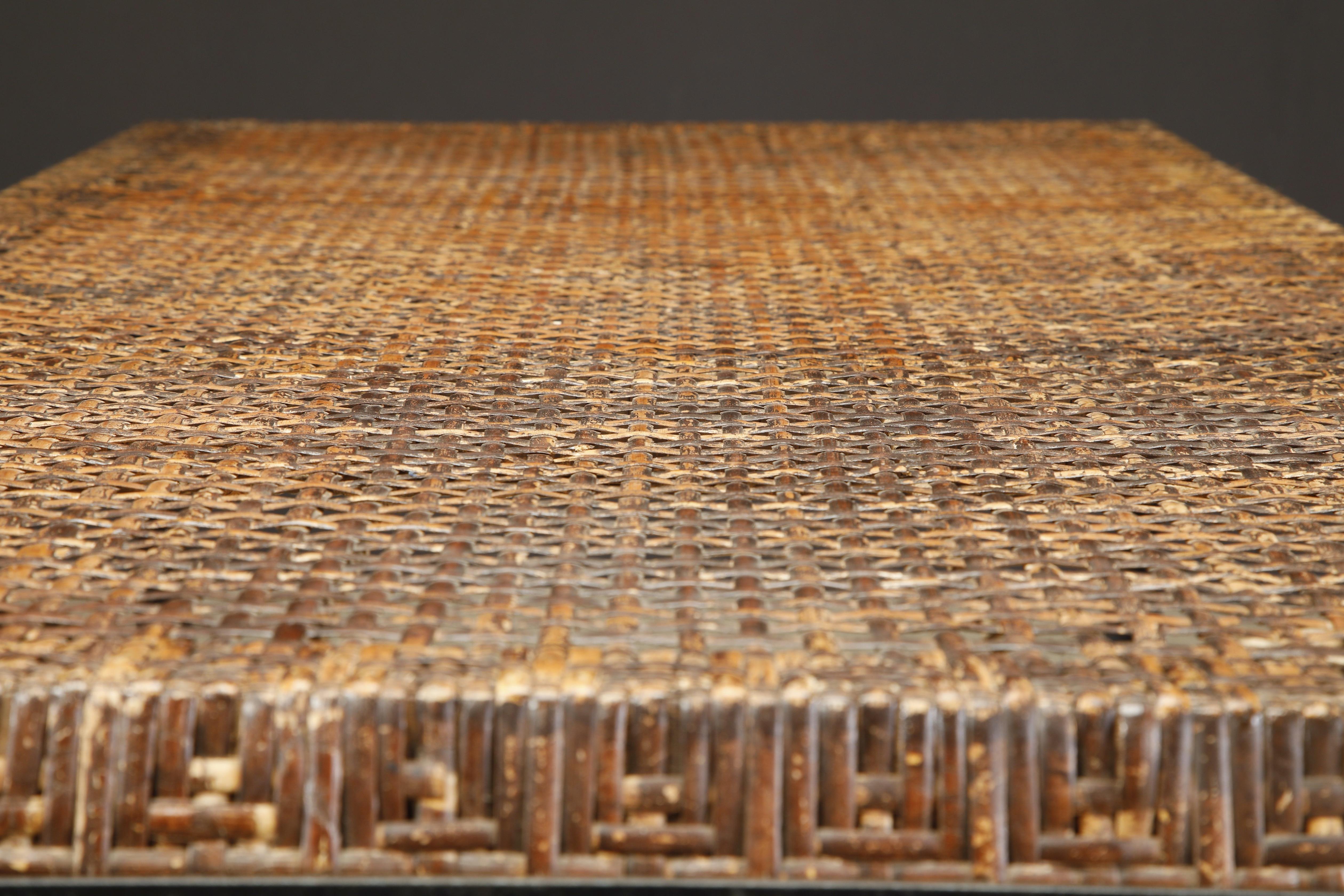 Caned Dining Table by Danny Ho Fong for Tropi-cal in Iron and Rattan, c 1960s For Sale 12
