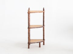 Caned Faux Bamboo Etagere, Mid-Late 20th Century