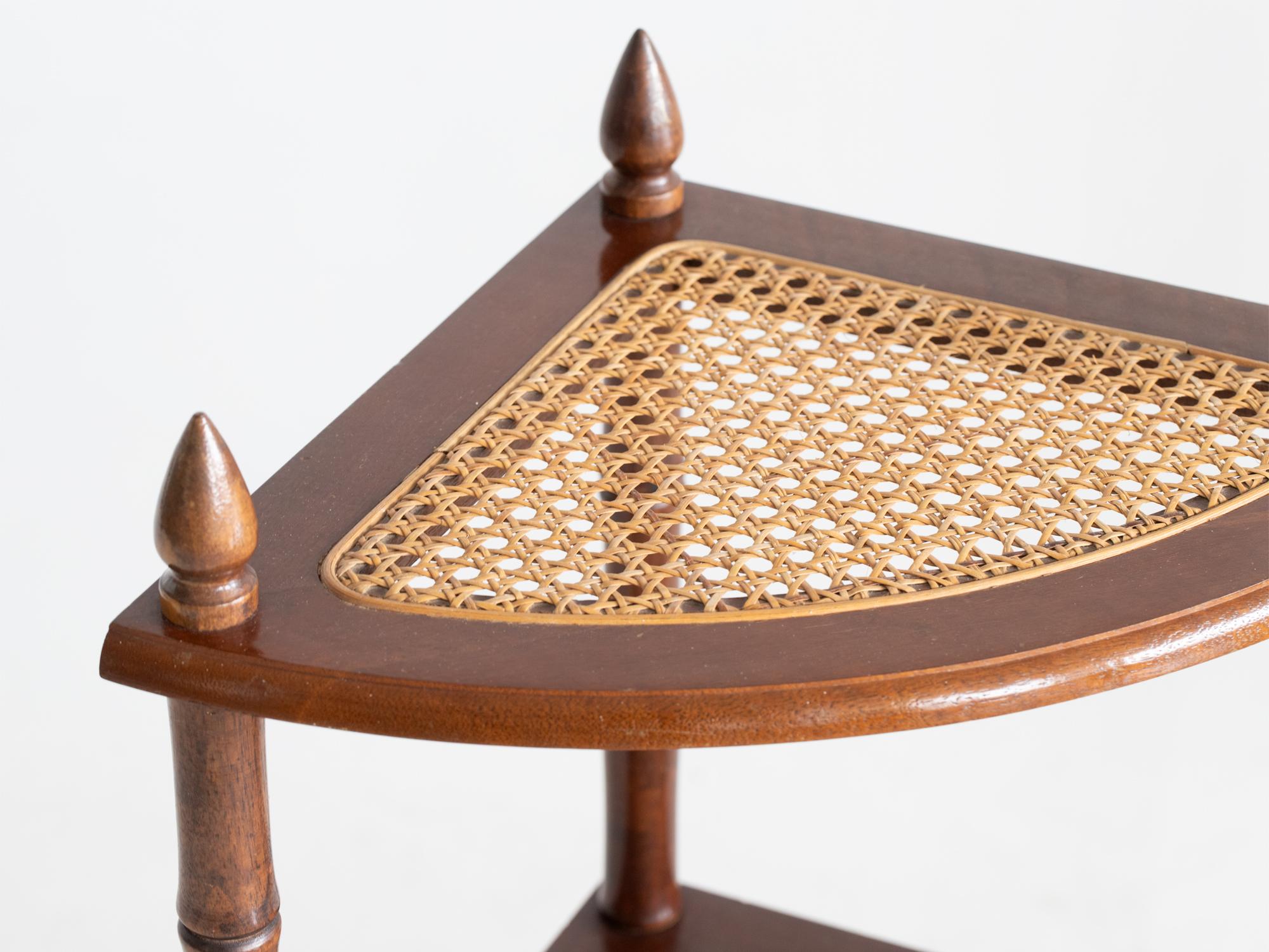 British Caned Faux Bamboo Etagere, Mid-Late 20th Century For Sale