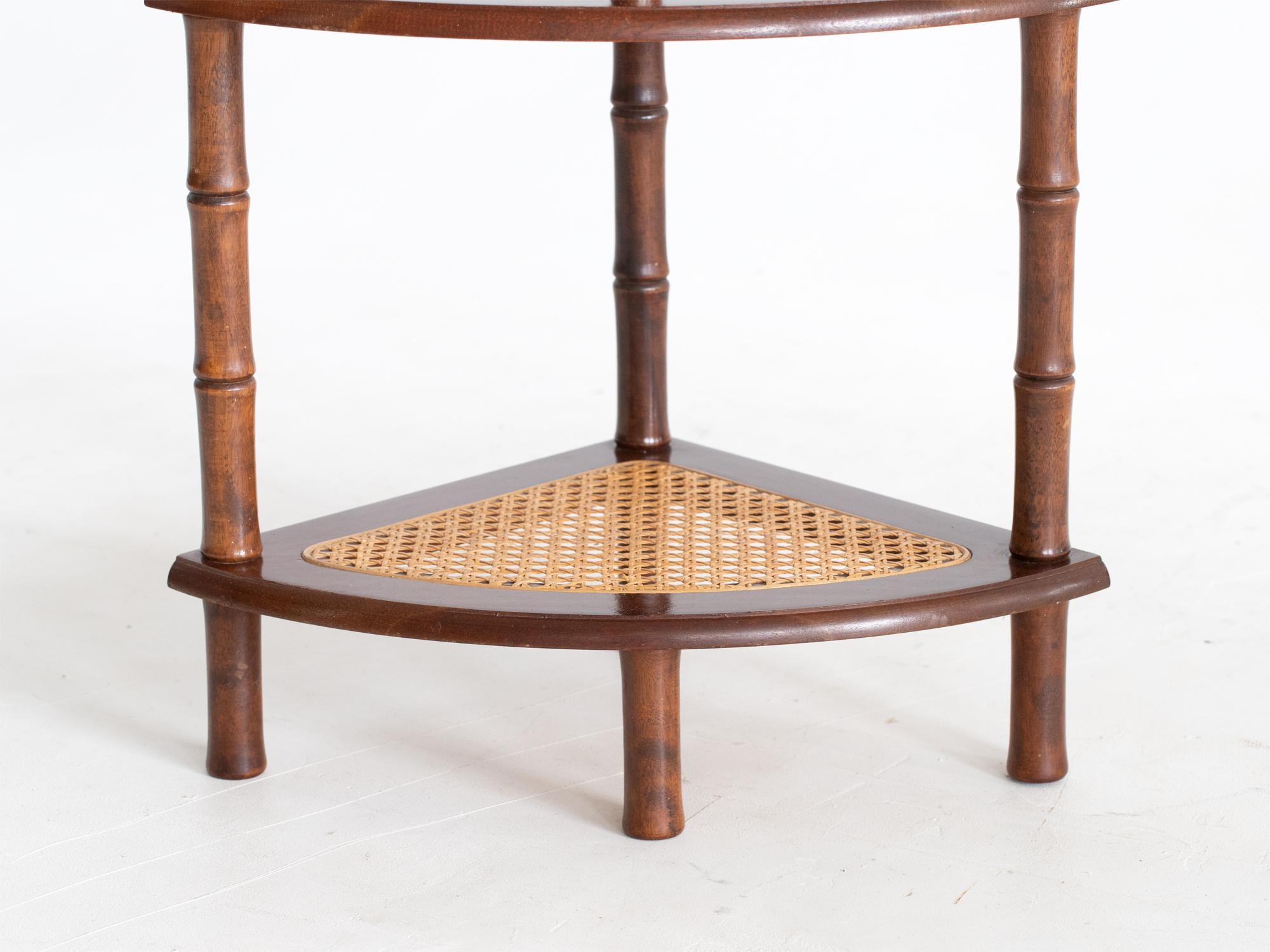 Caned Faux Bamboo Etagere, Mid-Late 20th Century For Sale 3