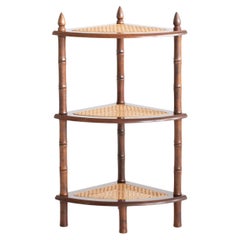 Retro Caned Faux Bamboo Etagere, Mid-Late 20th Century