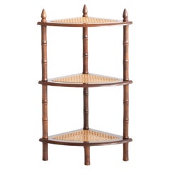 Caned Faux Bamboo Etagere, Mid-Late 20th Century