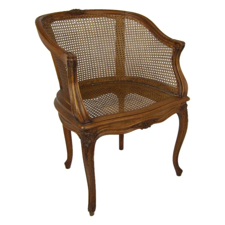 Caned French Louis XV Bergere Armchair