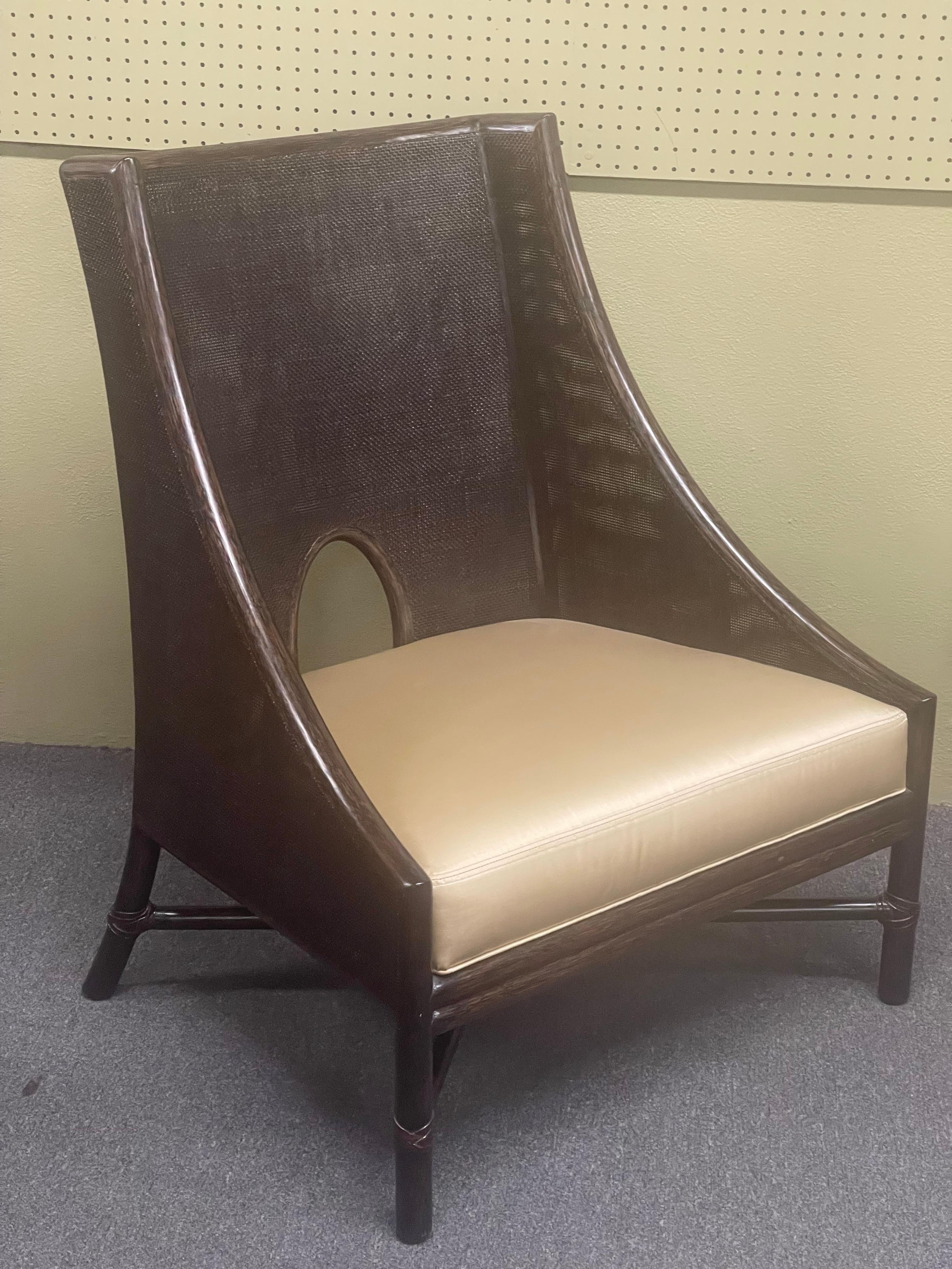Caned Lounge Chair by Barbara Barry for McGuire For Sale 4