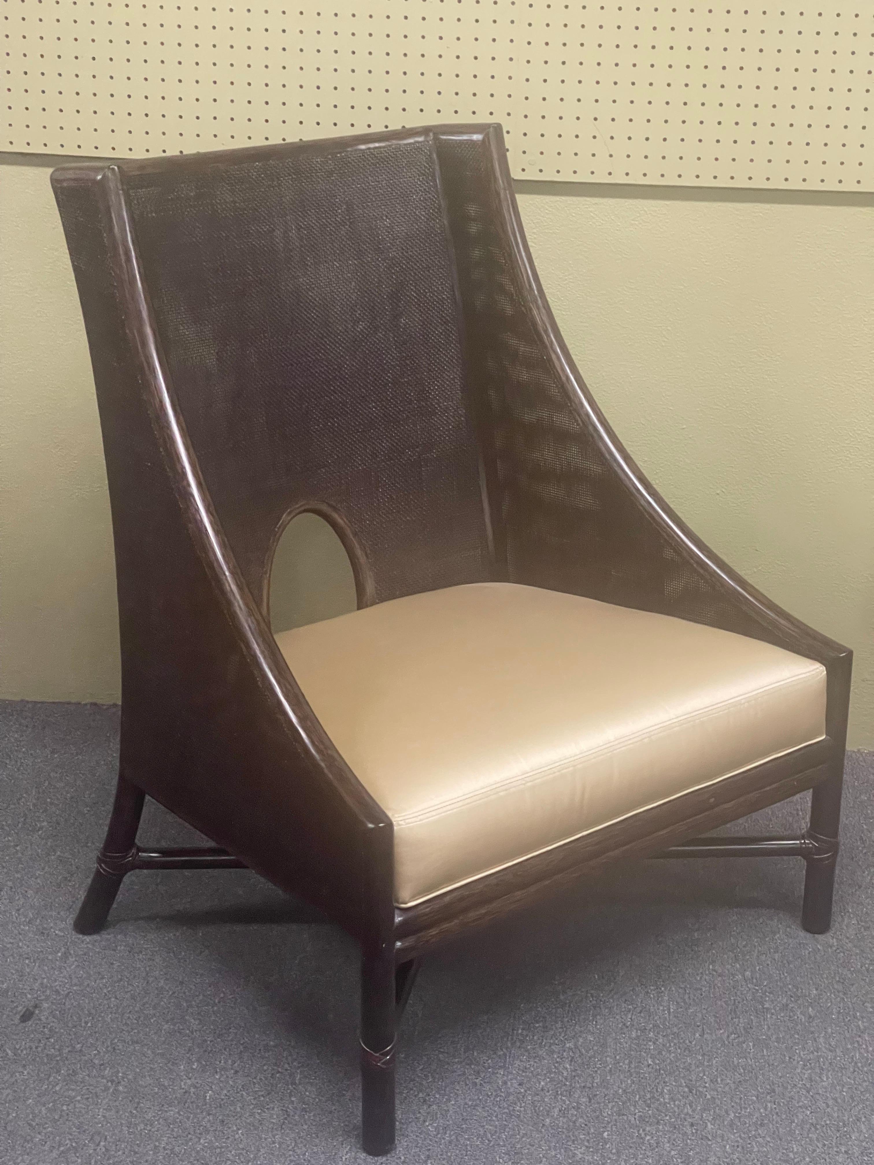 Caned Lounge Chair by Barbara Barry for McGuire For Sale 9