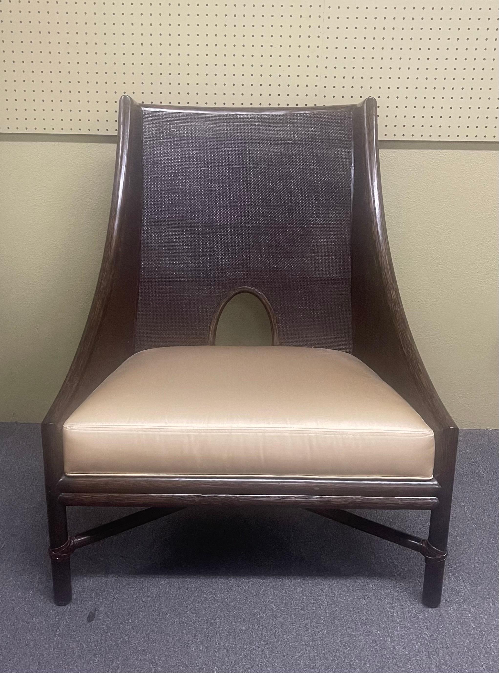 Caned Lounge Chair by Barbara Barry for McGuire In Good Condition For Sale In San Diego, CA