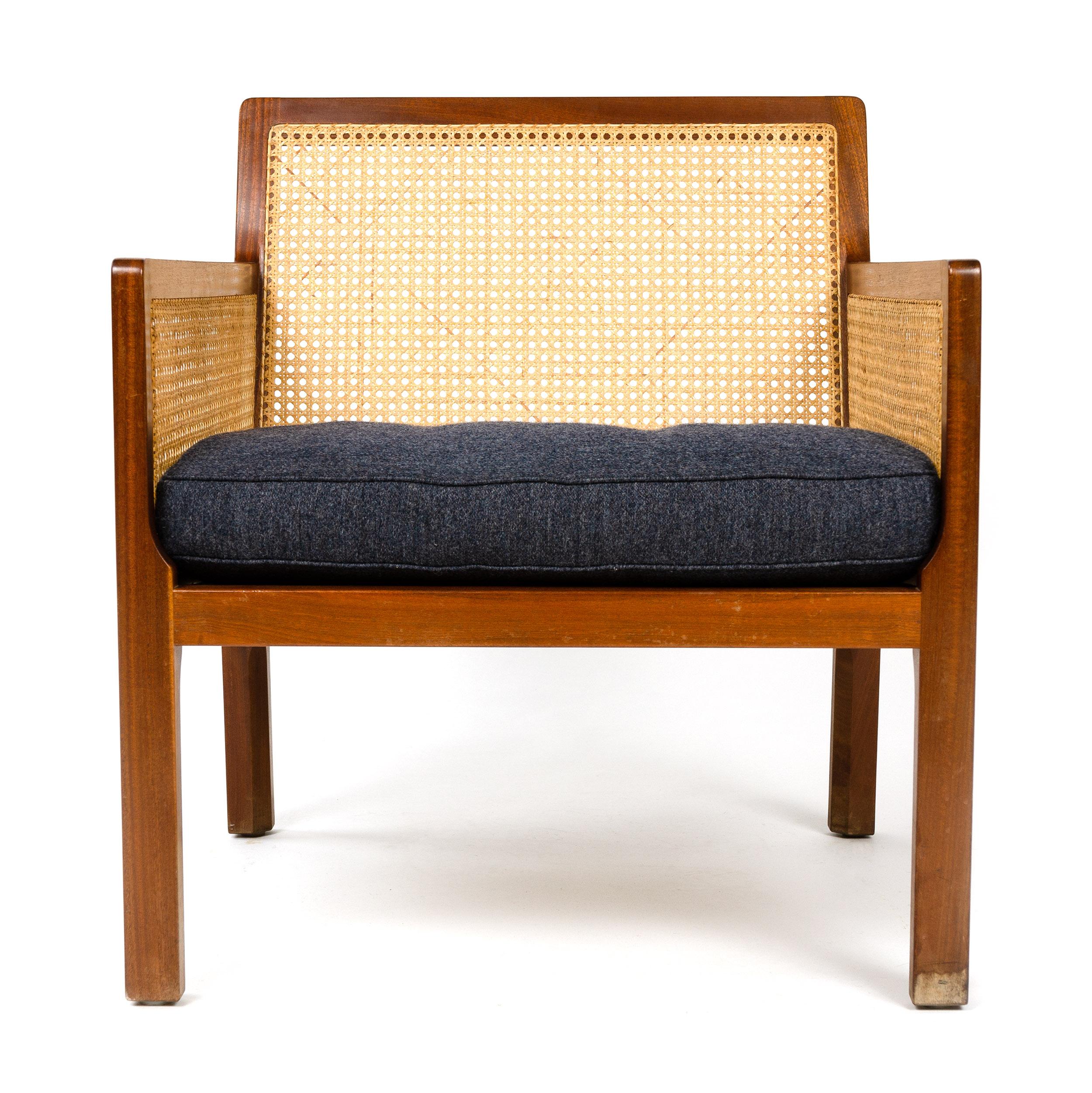 Scandinavian Modern Caned Lounge Chair by Bernt Petersen for Worts Mobelsnedkeri For Sale