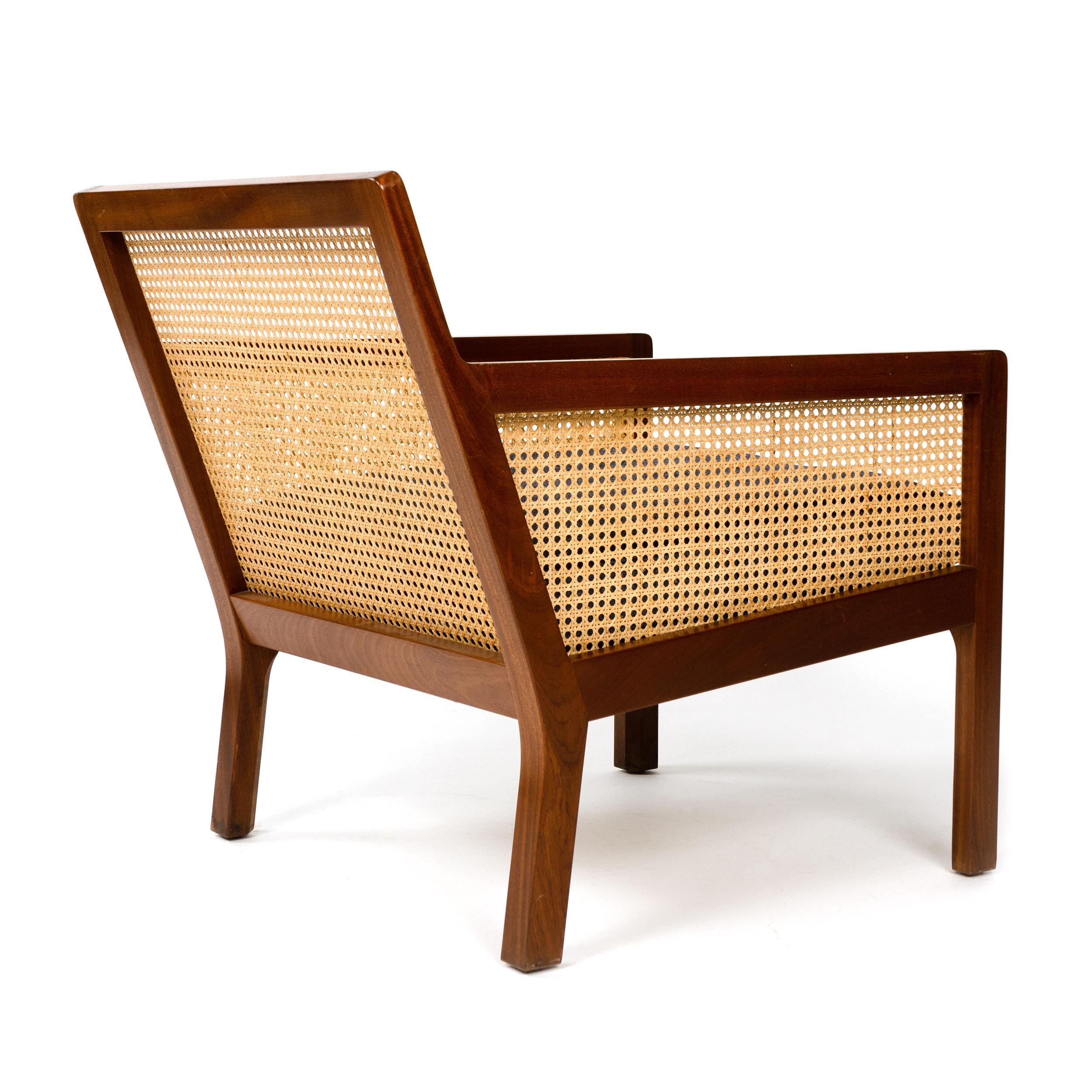 Danish Caned Lounge Chair by Bernt Petersen for Worts Mobelsnedkeri For Sale