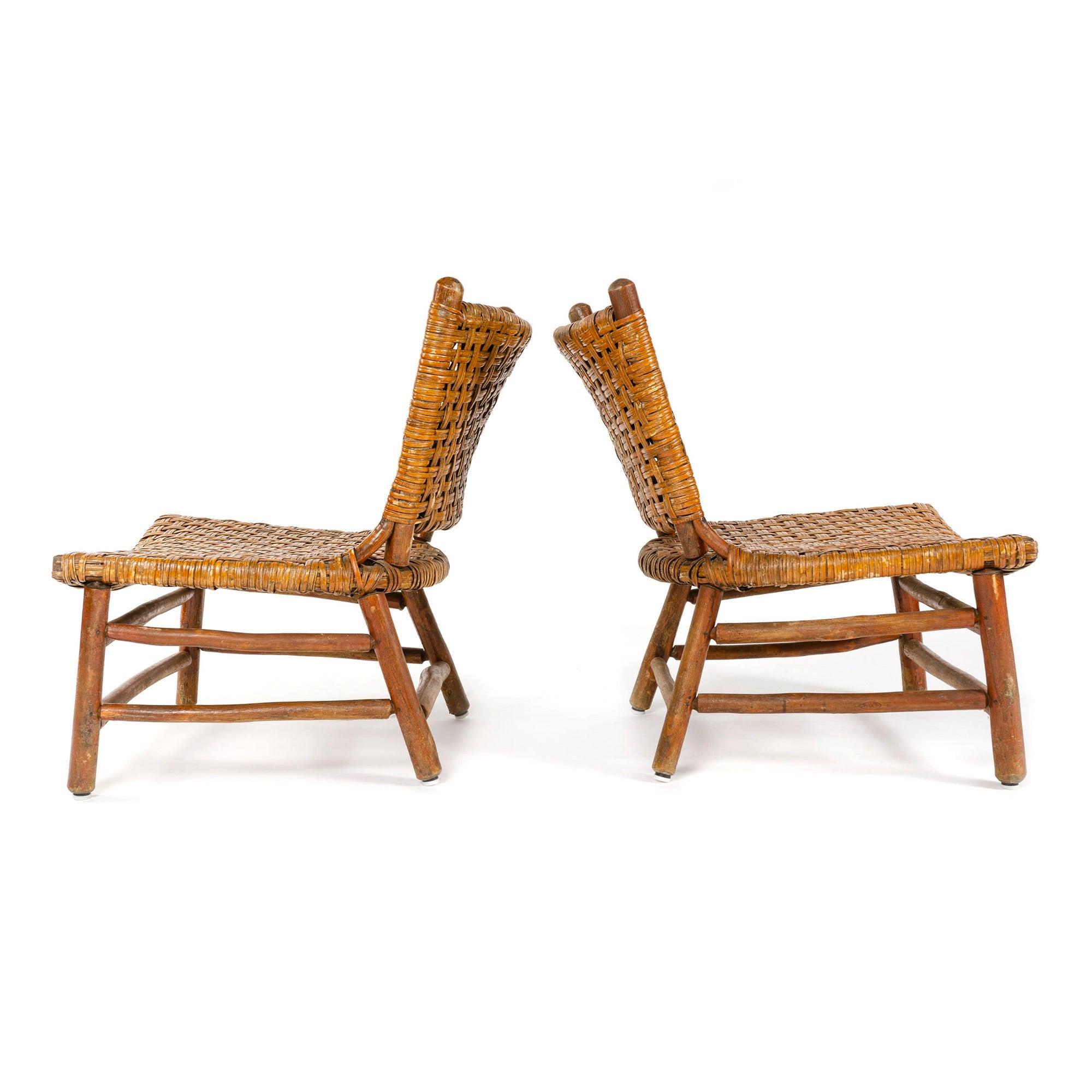 Loungesessel mit geflochtener Sitzfläche und Rückenlehne aus Hickory für Old Hickory (amerikanisch) im Angebot