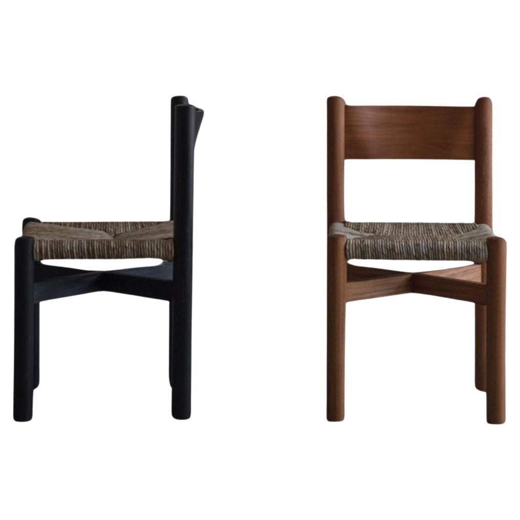 Caned Meribel-Stuhl mit Rohrgeflecht, im Stil von Charlotte Perriand