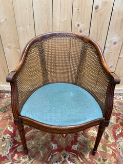 Caned office armchair – Louis XVI style – Stained wood – 19th century