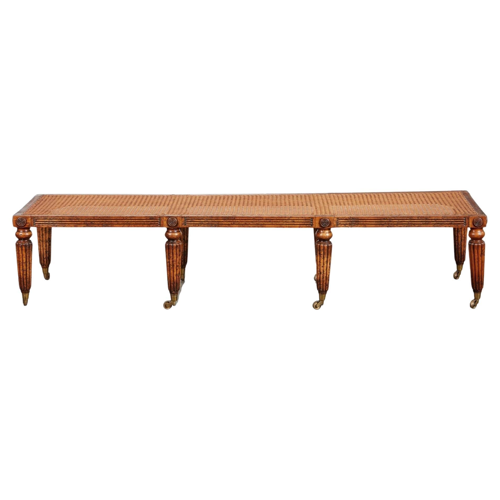 Caned Pollard Oak Long Bench