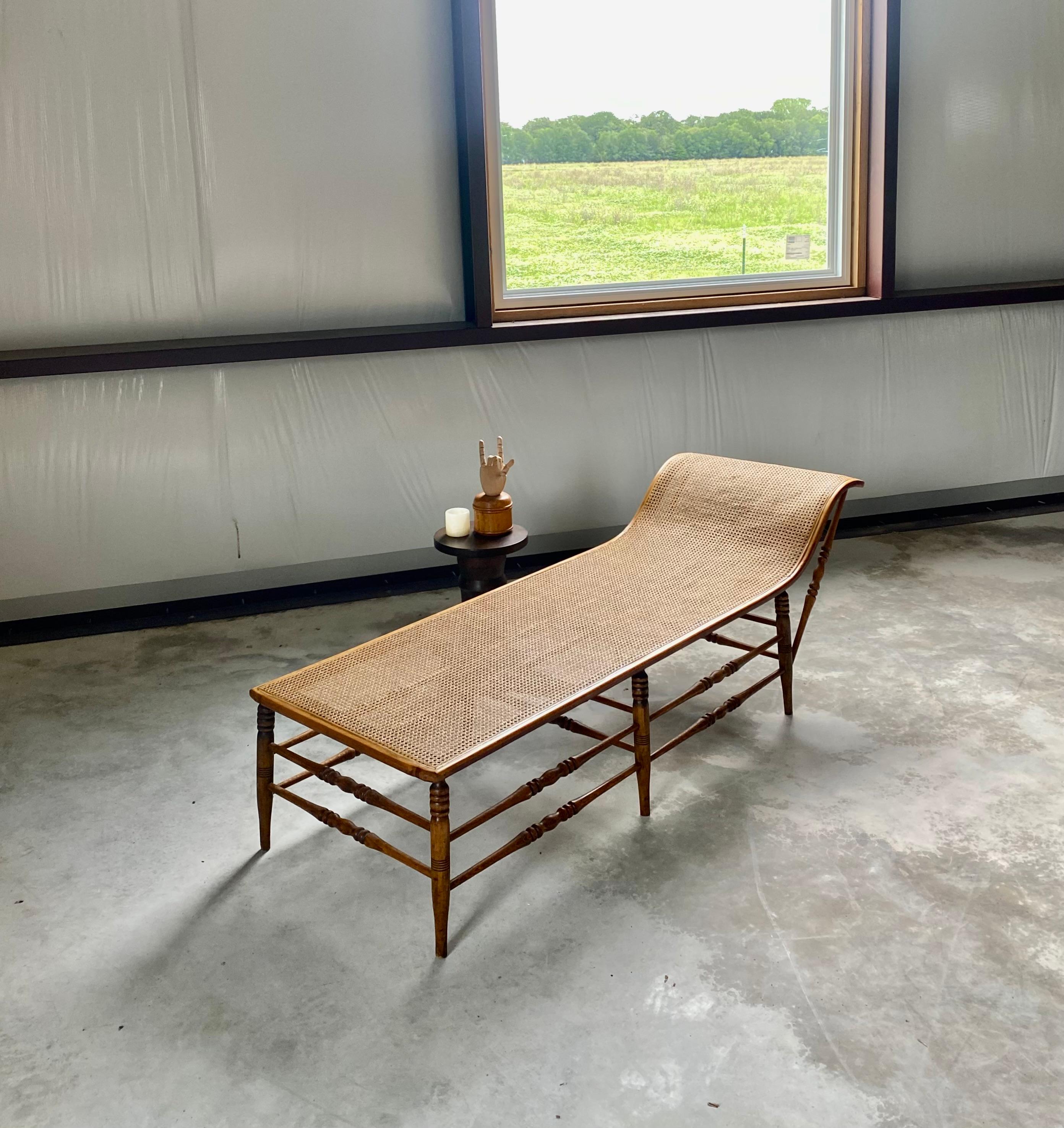 Caned Recamier (after Heywood Wakefield) Chaise Longue Lounge 3