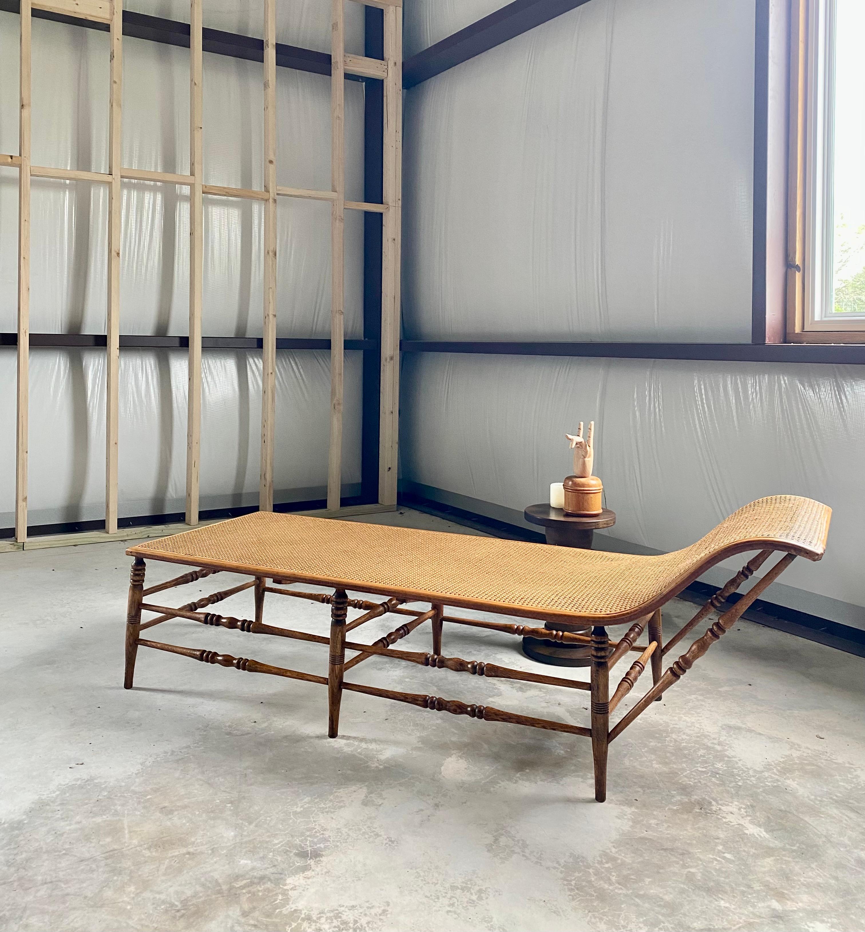 Caned Recamier (after Heywood Wakefield) Chaise Longue Lounge 6