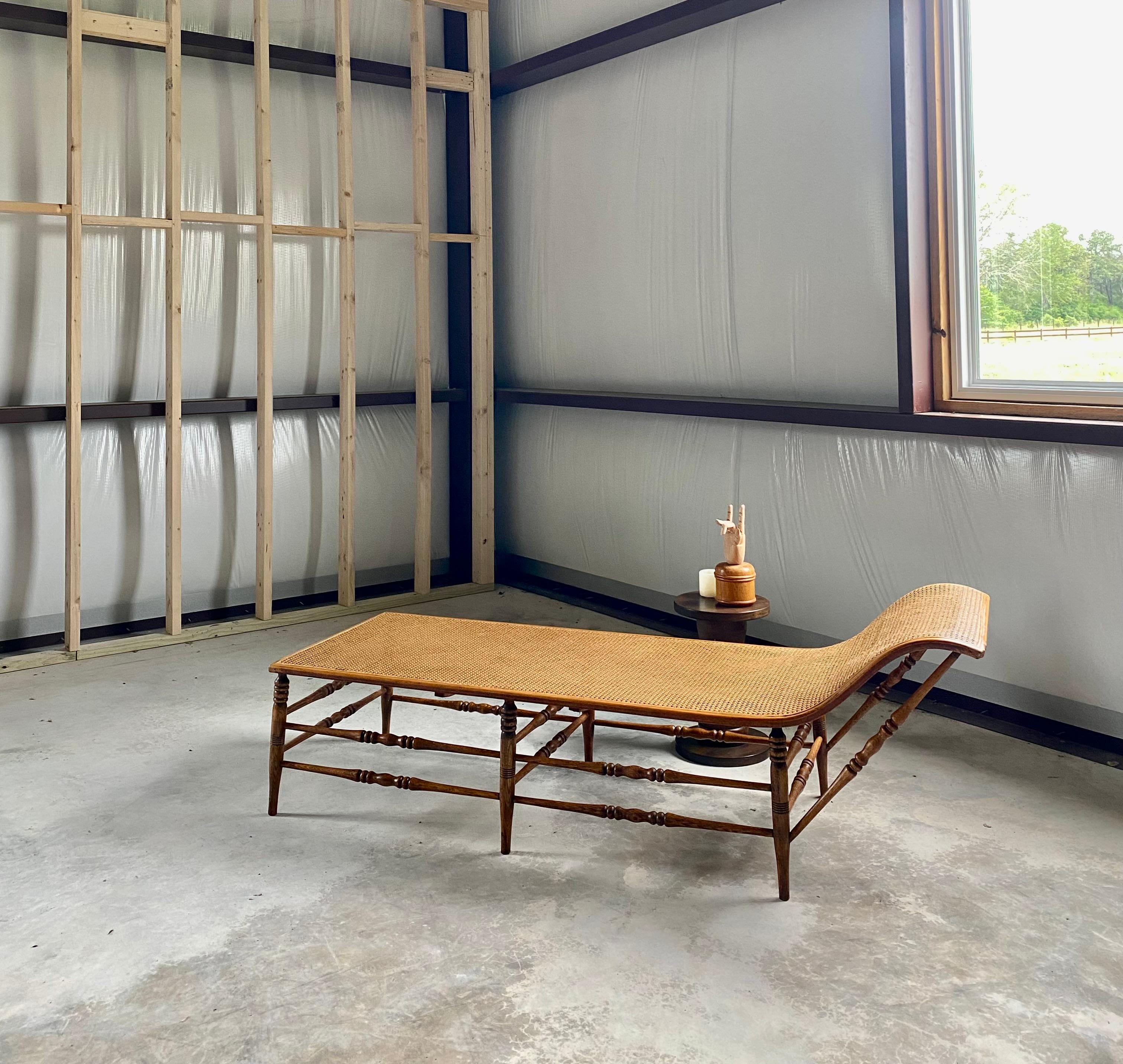Caned Recamier (after Heywood Wakefield) Chaise Longue Lounge 9